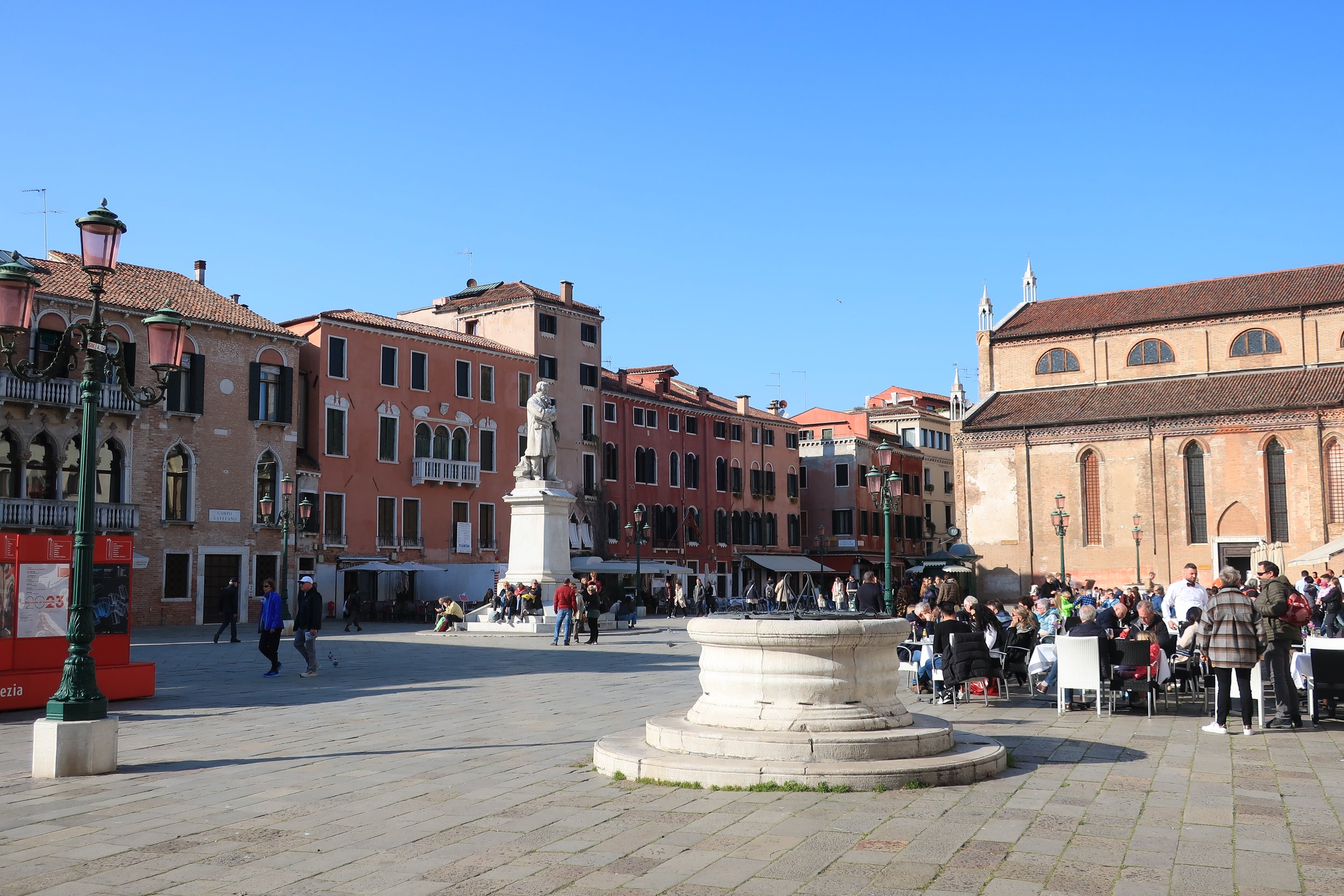  Venice 2023--San Sebastian Campo with statute of Tommasso and the San Sebastian Church 