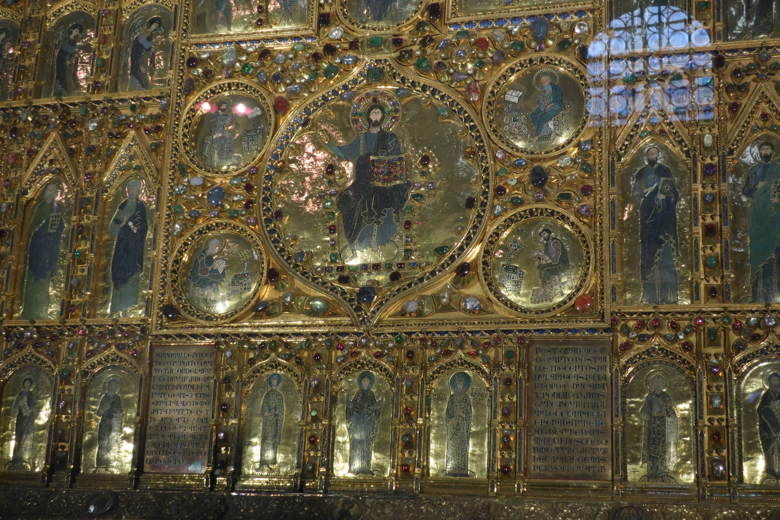  Venice 2023--San Marco Basilica Altar--Pala d'Oro--Gold and enameled altar piece considered one of the world's best examples of Byzantine art (detail) 