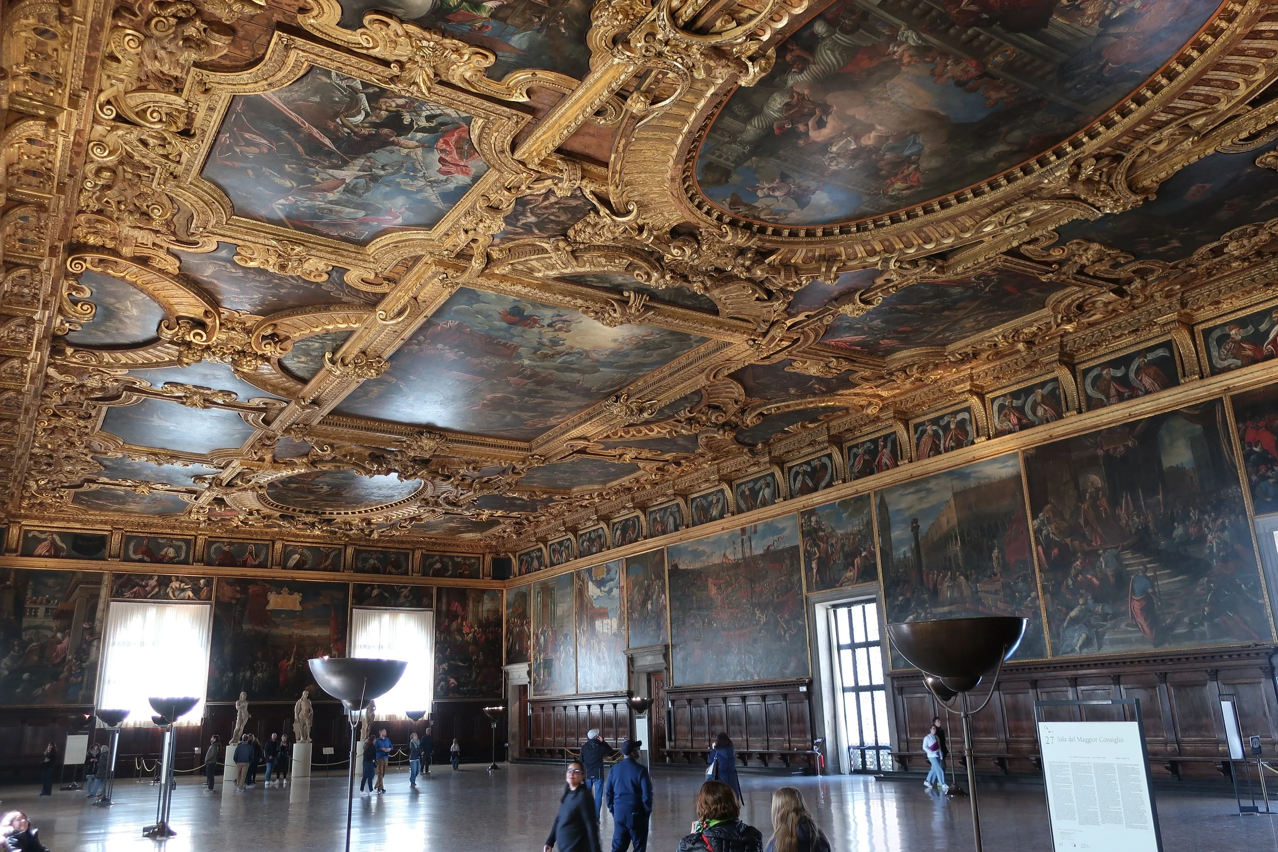  Venice 2023--Inside the Doge's Palace.  Sala del Maggior Consiglio (150 meters by 65 meters wide).  The largest room in Europe. 