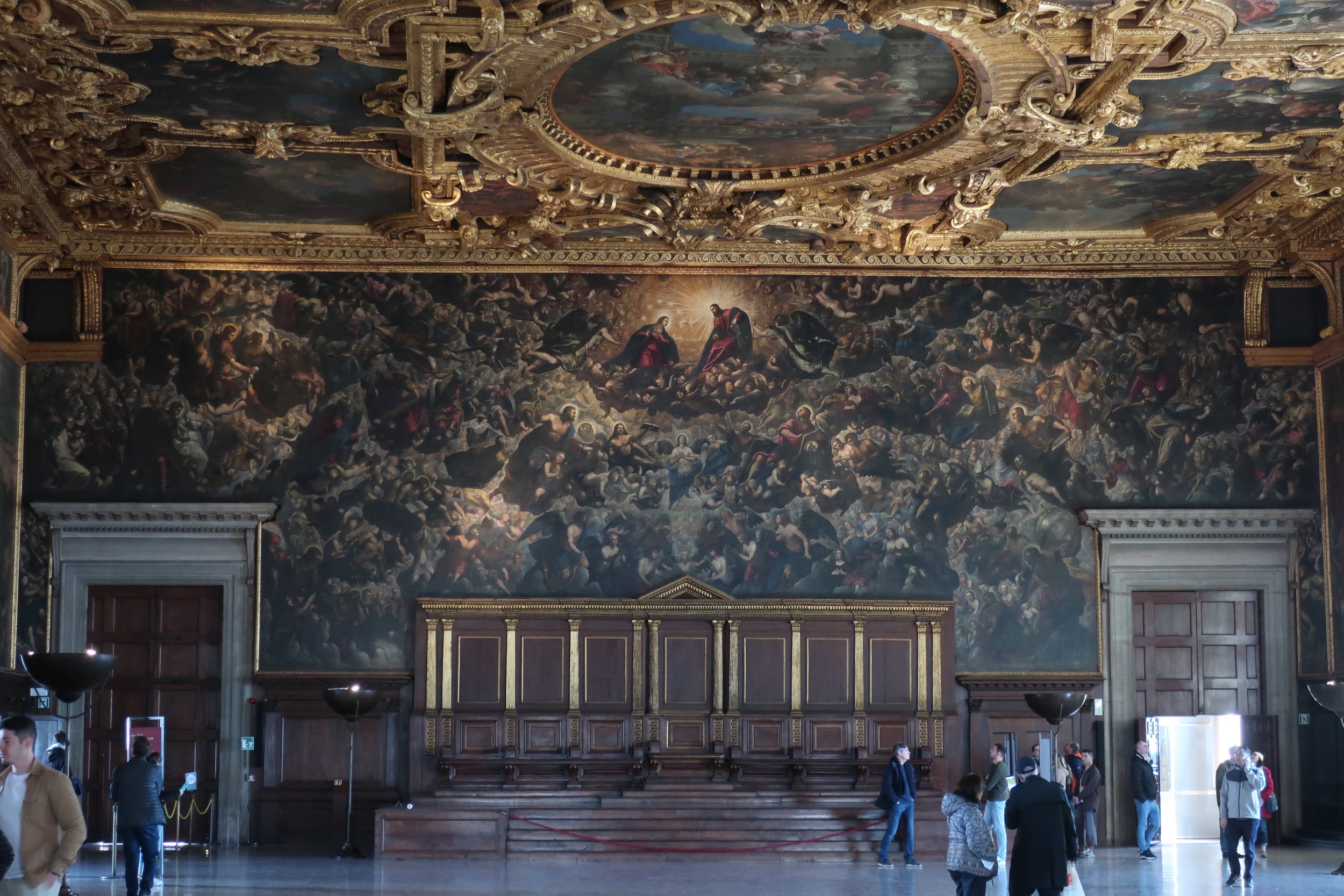  Venice 2023--Inside the Doge's Palace.  Sala del Maggior Consiglio (150 meters by 65 meters wide).  The largest room in Europe. 