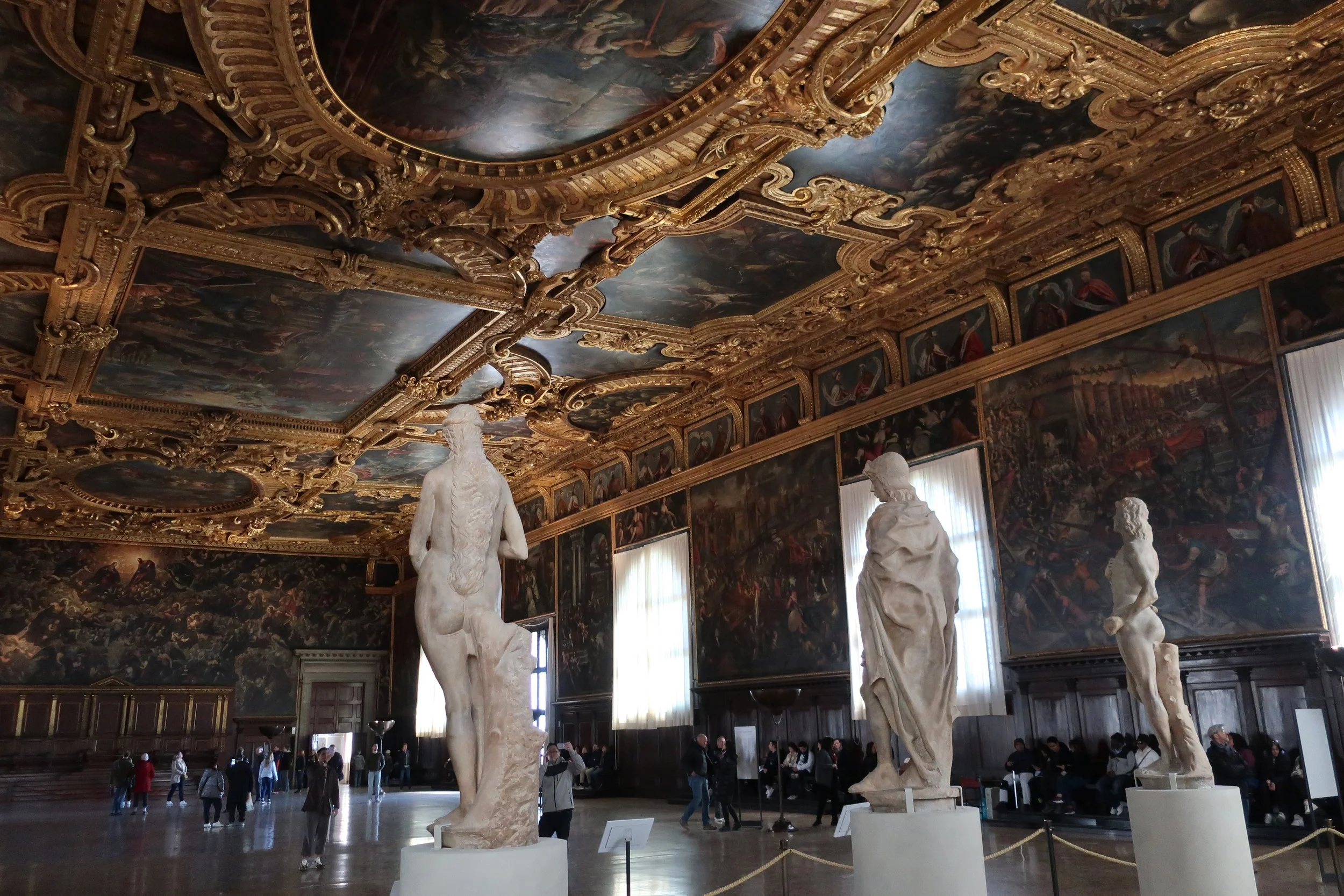  Venice 2023--Inside the Doge's Palace.  Sala del Maggior Consiglio (150 meters by 65 meters wide).  The largest room in Europe. 