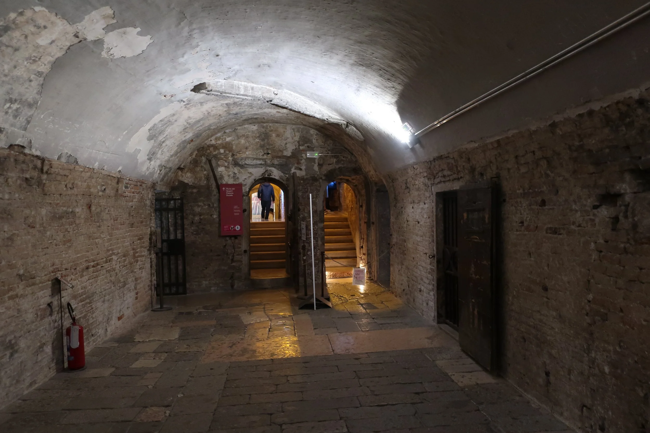  Venice 2023--Inside the Doge's Palace. The Bridge of Sighs which is divided in two halves as can be seen, connecting the Prison with the Doge's Palace 
