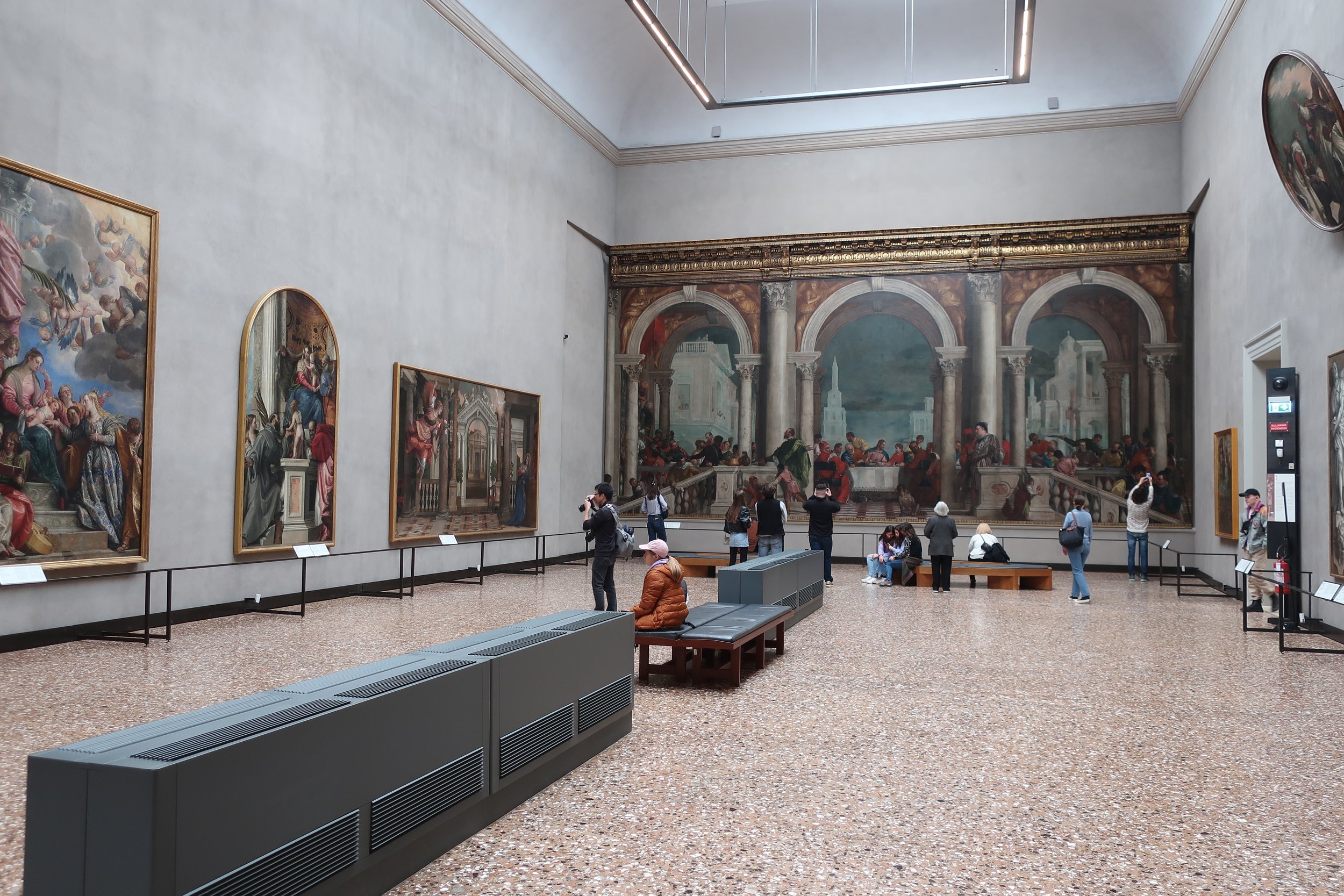  Venice 2023--Academia Gallery of Art--the largest collection of Venice art.  Last Supper by Veronese  in this huge room. 