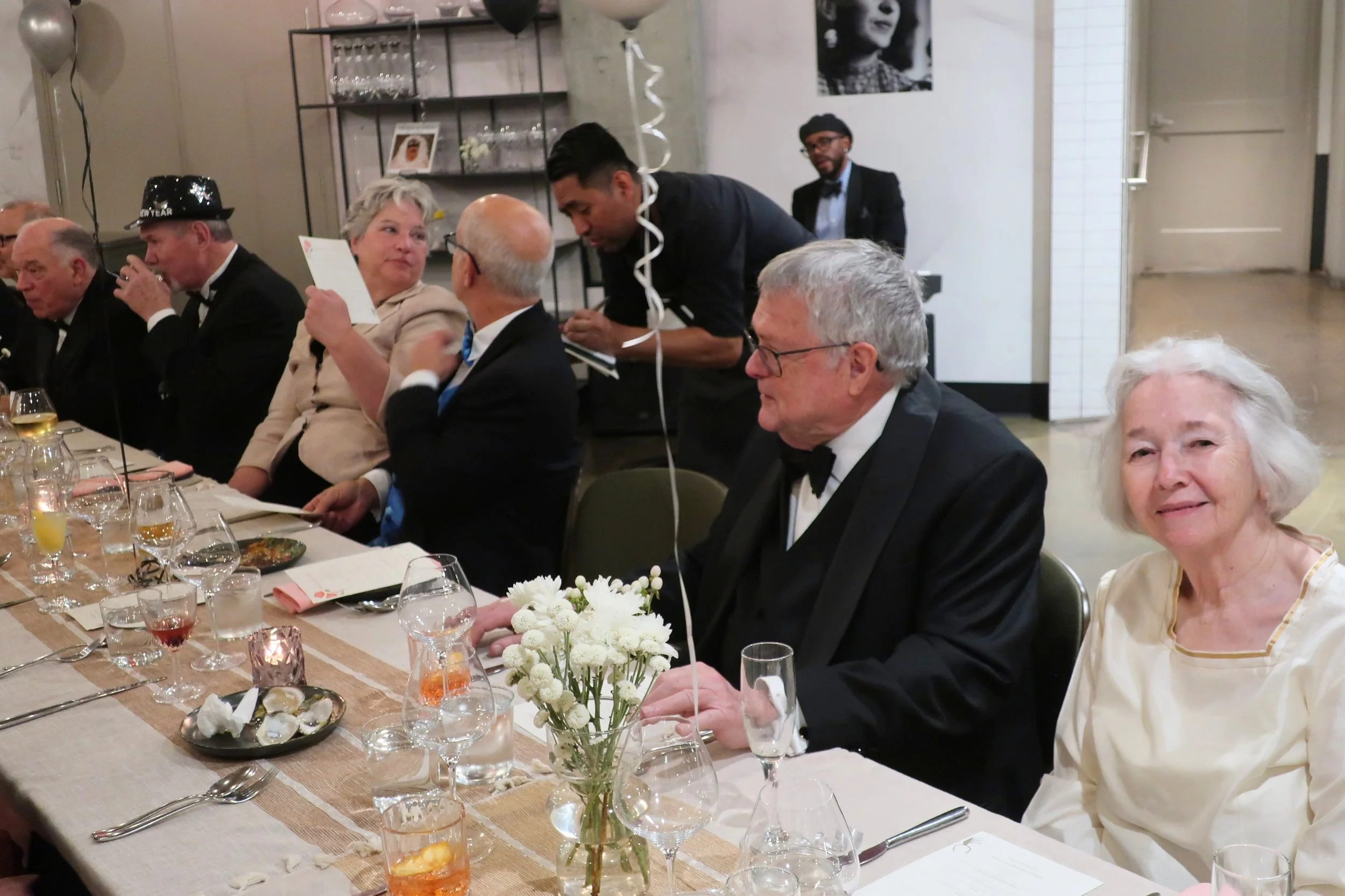  DC--Paraiso--New Year's Eve 2024--Jamie Ennis, Rick Schreiber,Margaret Roberts, Keith Havens, Karl Holmes and Carrol Benner Kindel.  Nicolas Mack in background 