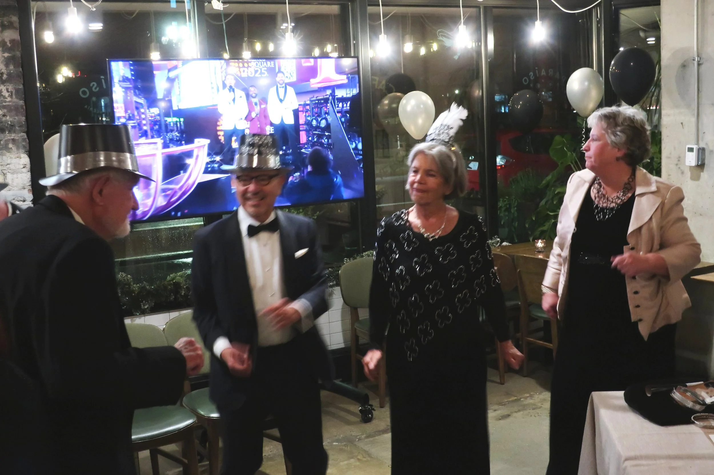  DC--Paraiso--New Year's Eve 2024--Dancing--Bob Bush, Enrique Gomez, Kathy Chamberlain and Margaret Roberts 