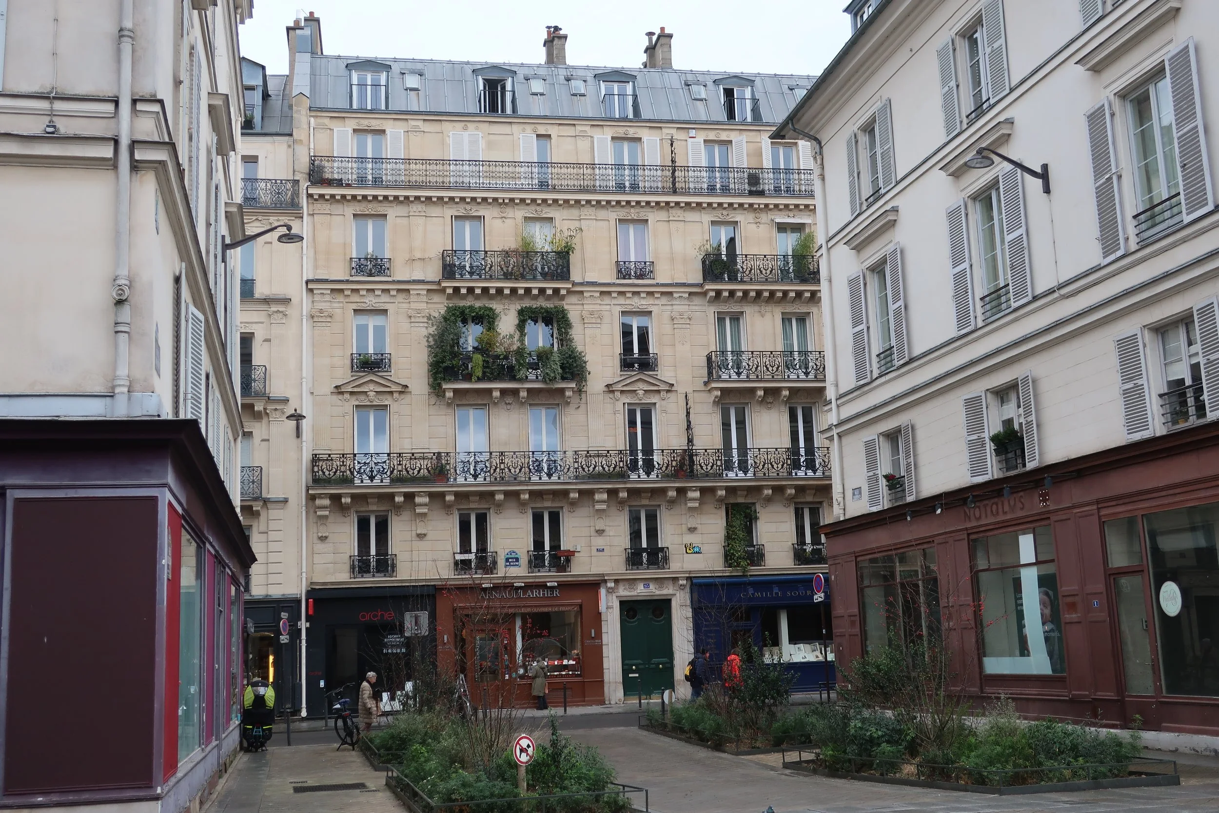  Paris--Spring 2025--Buildings near the St. Germain des Pres city market 