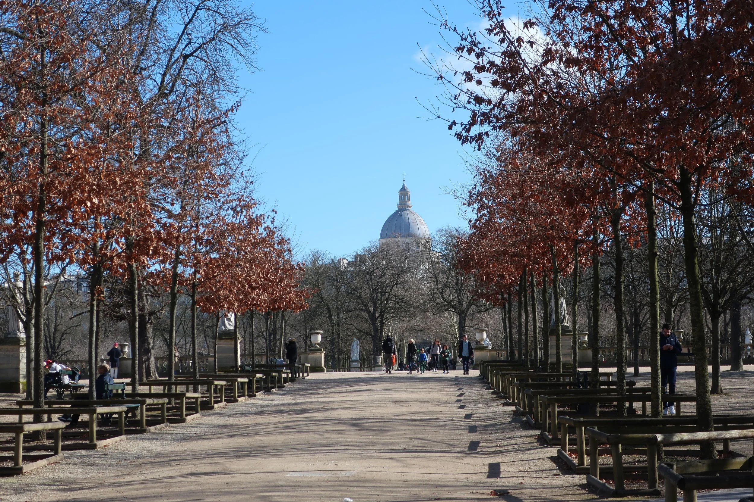  Paris--Spring 2025--Luxembourg Gardens in the St. Germain des Pres neighborhood, with the Pantheon 