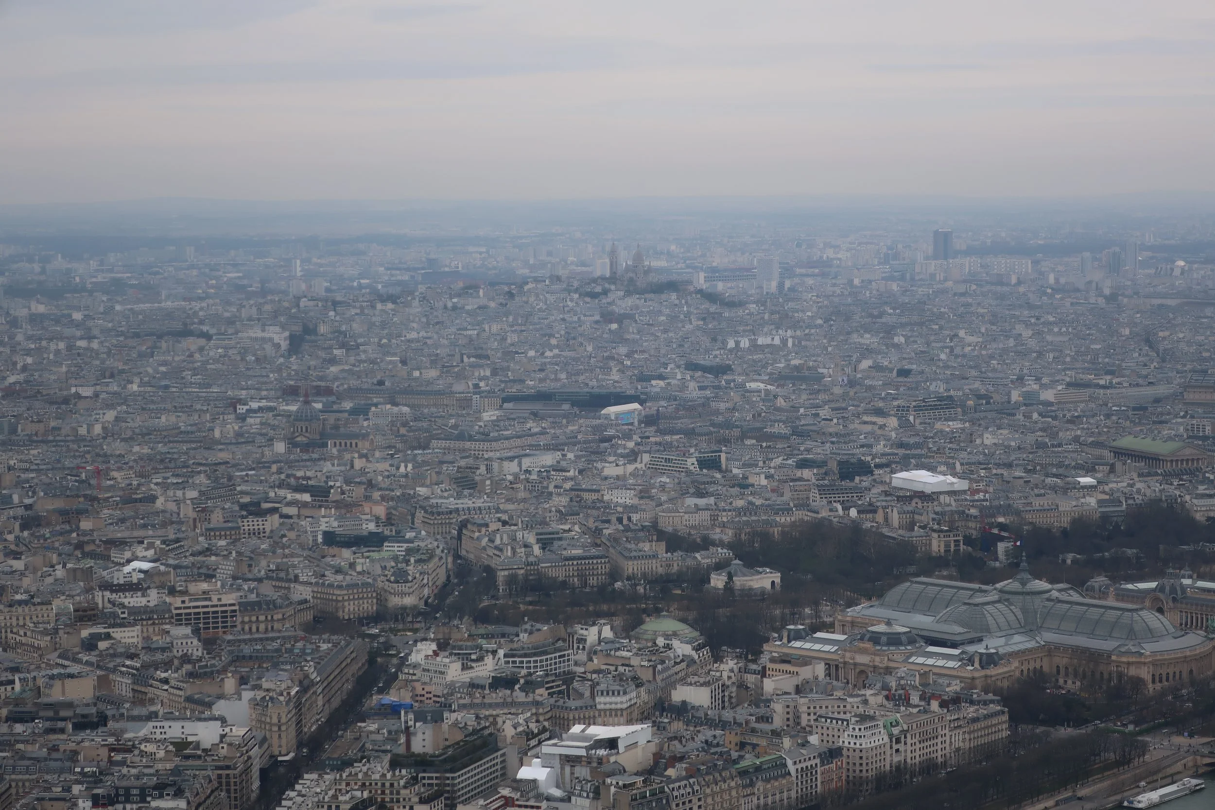  Paris--Eiffel Tower Spring 2025--View from top (1000 feet)--Montmartre in the distance (Sacre Couer) 