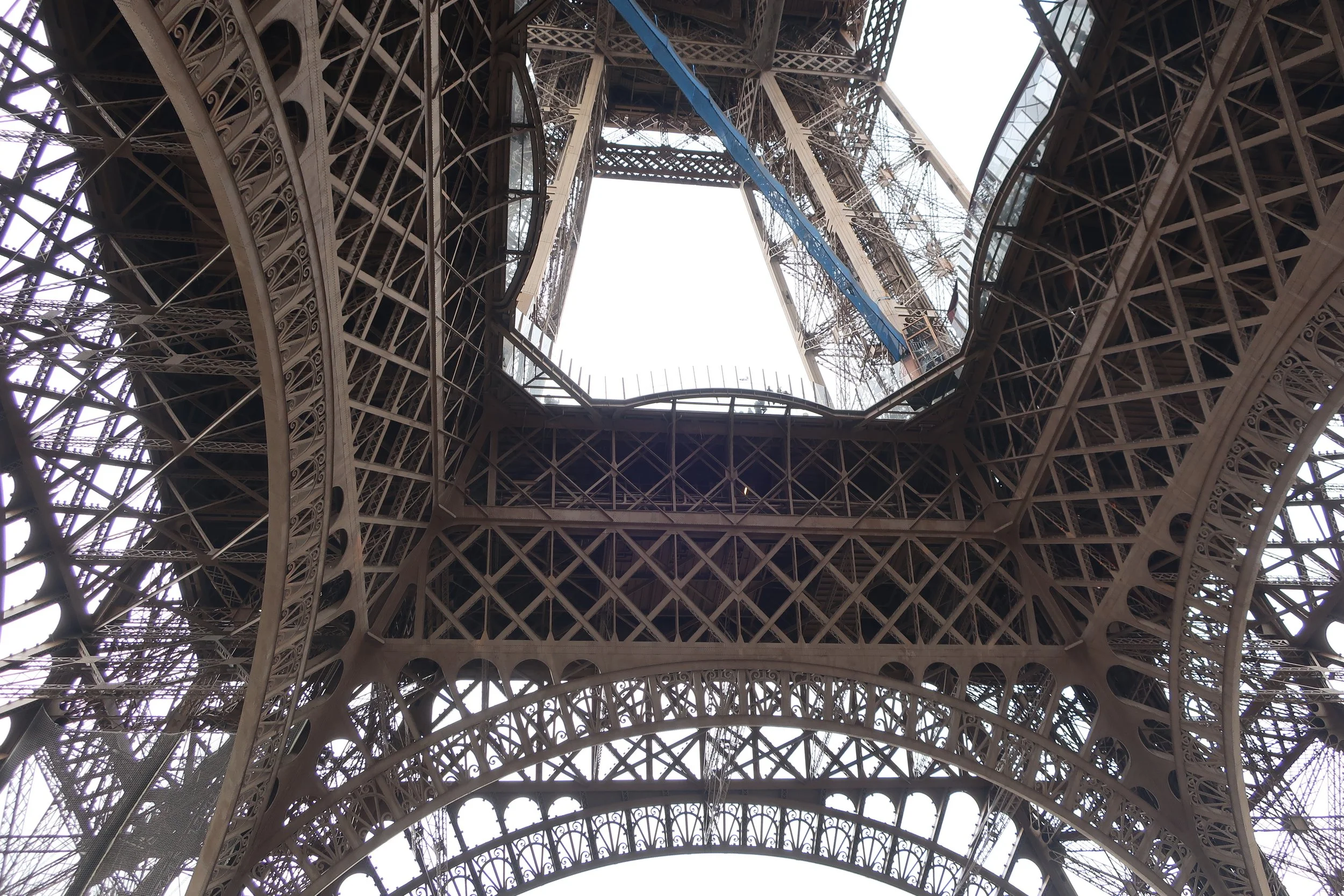 Paris--Eiffel Tower Spring 2025--Under the Effiel Tower looking up 