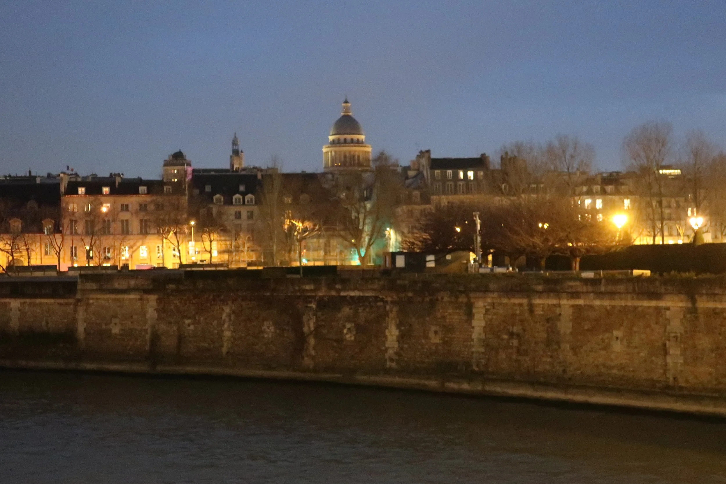  Paris--Spring 2025--Pantheon at night from the Seine 