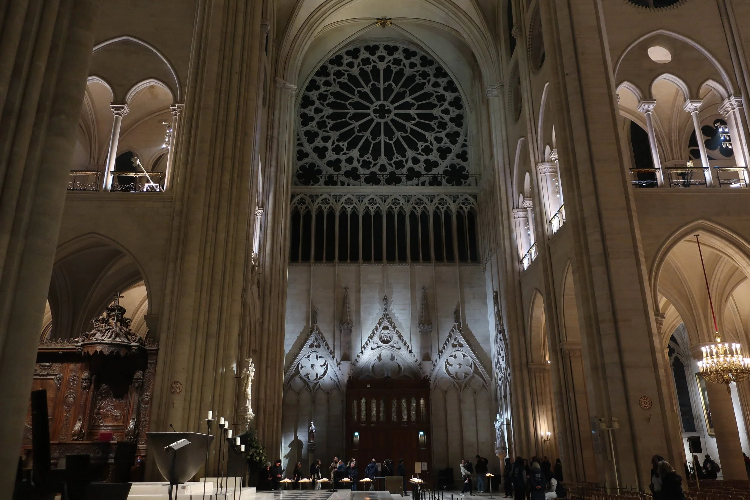  Paris--Spring 2025--Notre Dame Nave towards entrance 