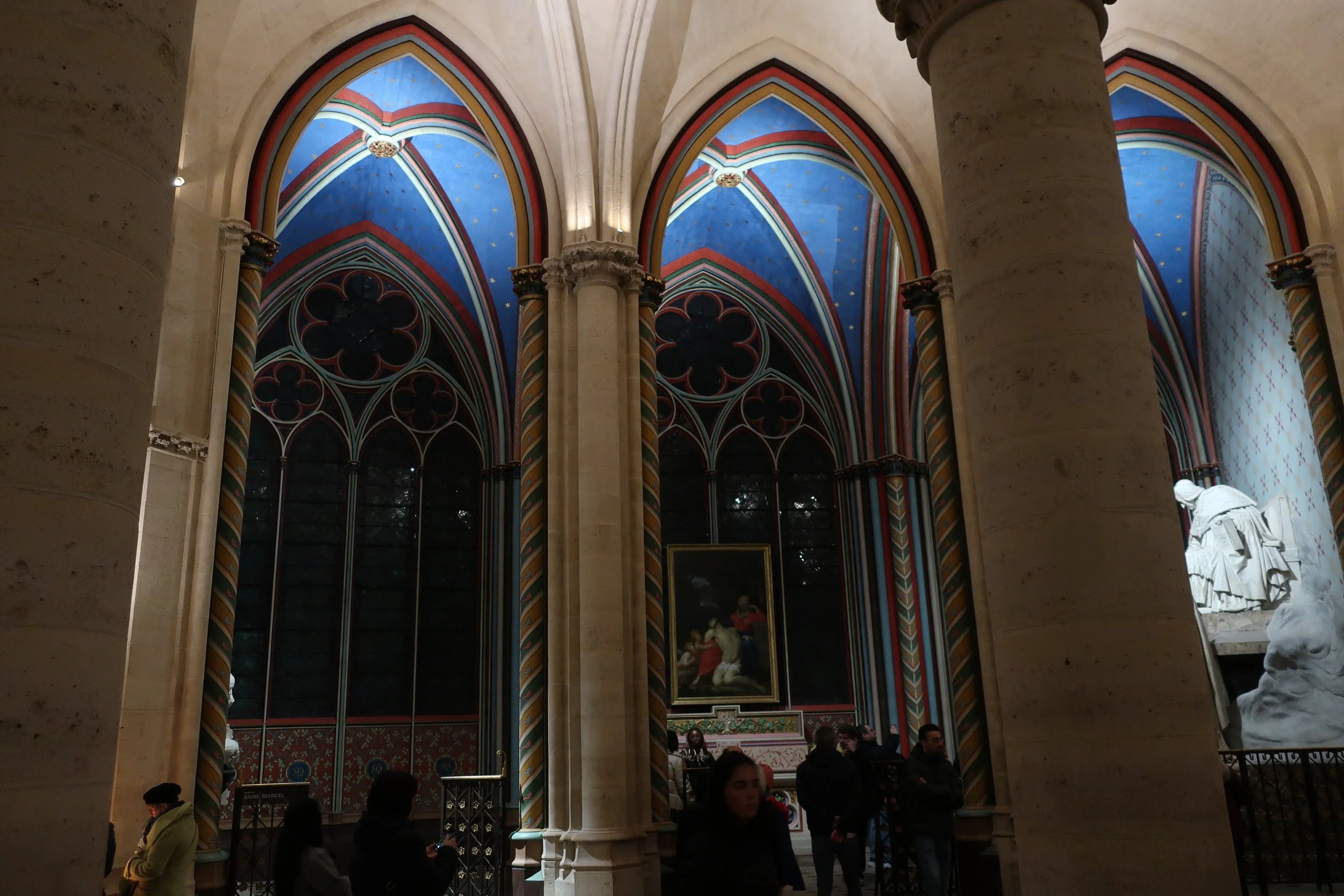  Paris--Spring 2025--Notre Dame behind the Choir enclosure painted as it was when originally built 