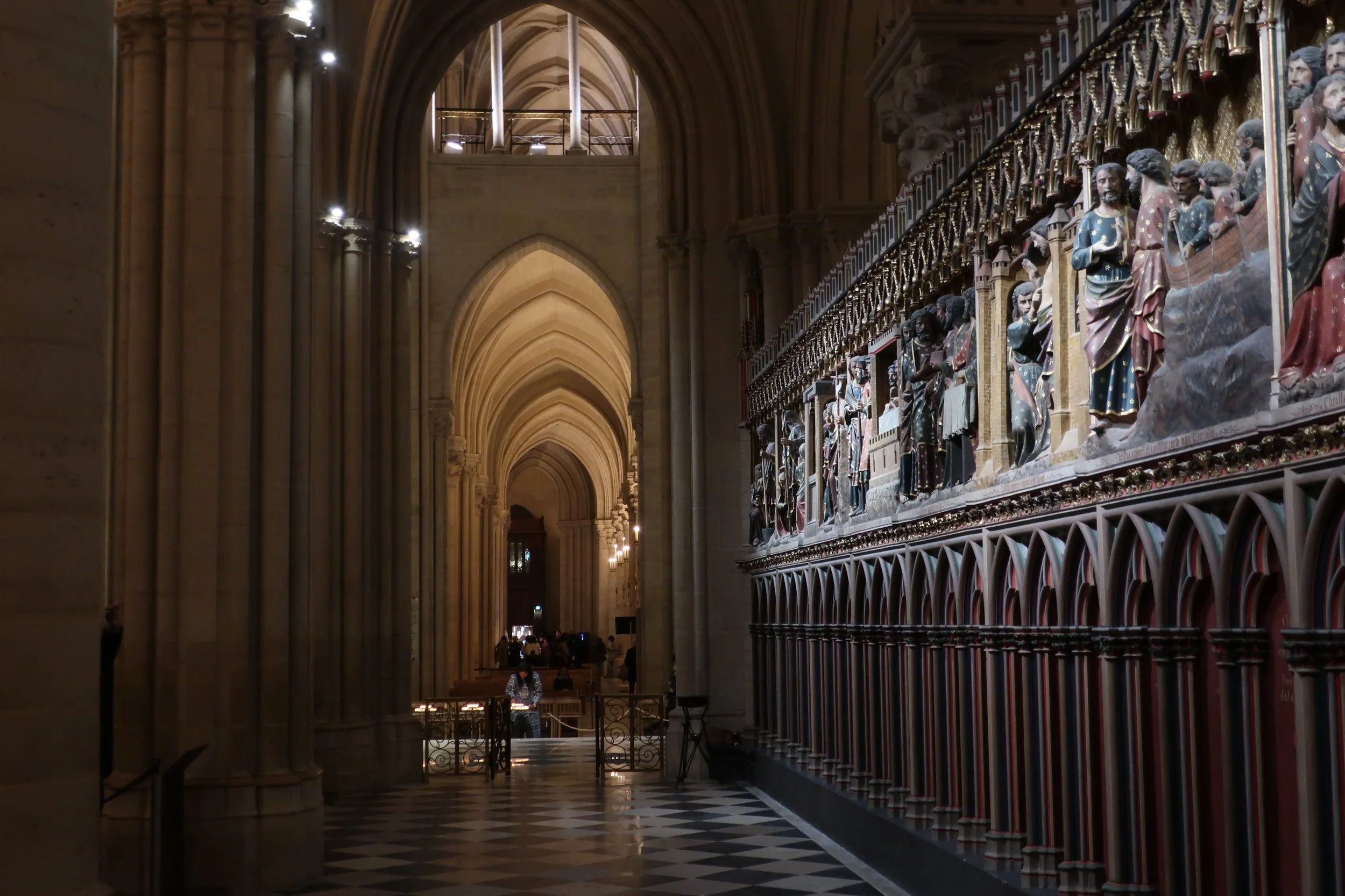  Paris--Spring 2025--Notre Dame behind the Choir enclosure painted as it was when originally built 