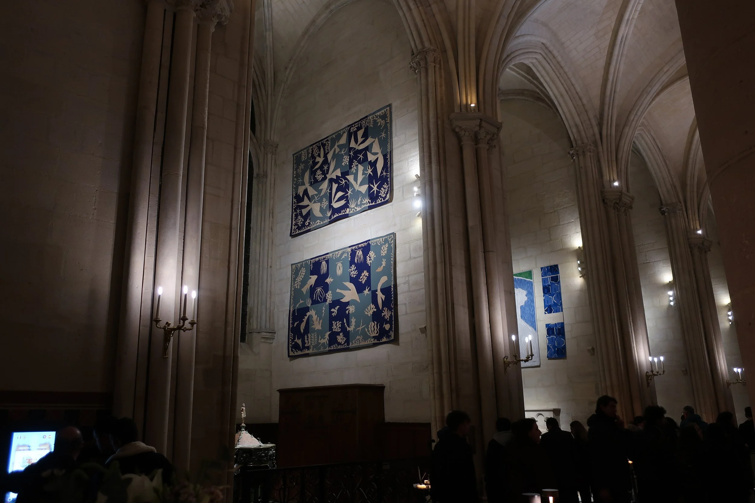  Paris--Spring 2025--Notre Dame, The Nave with the Matisse tapistry (and Braque tapistry) 