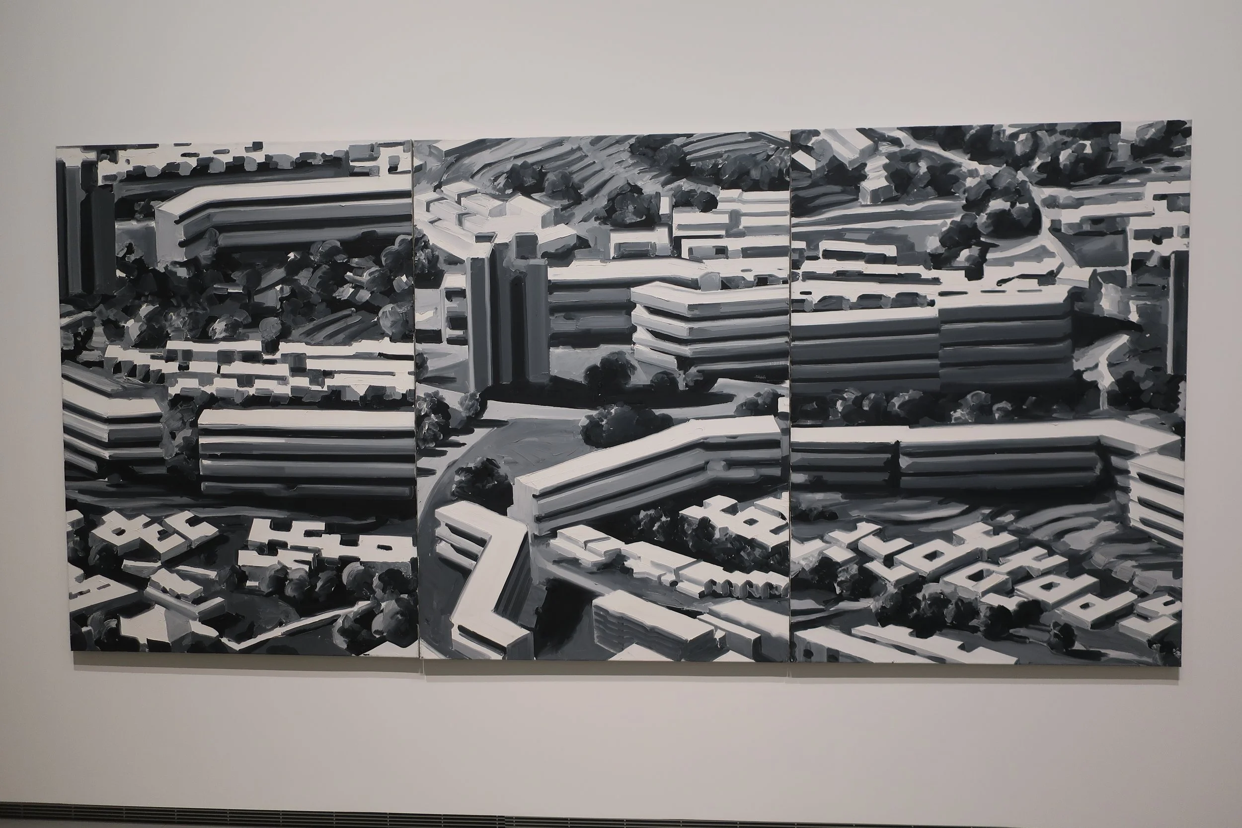  France 2026--Paris--Louis Vuitton Fondation--Gerhard Richter Retrospective--Paintings--He was known for painting from photos and illustrations and often making blurry paintings.  Check focus by looking at the Titles in the photo. 