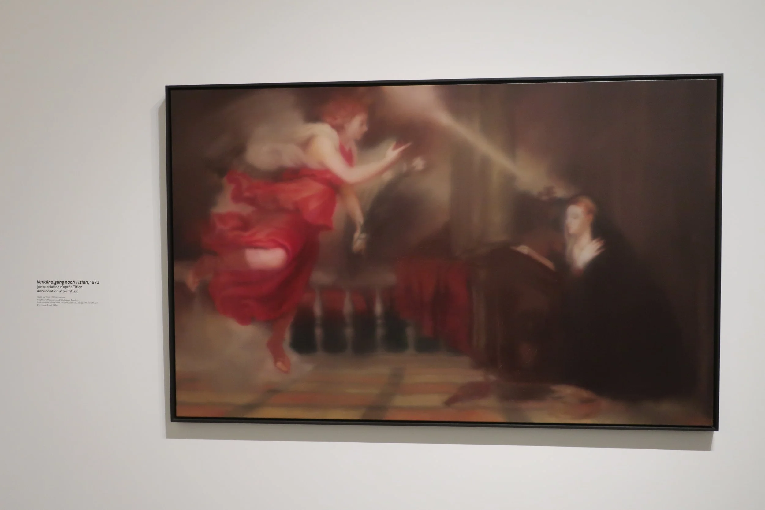  France 2026--Paris--Louis Vuitton Fondation--Gerhard Richter Retrospective--Paintings--He was known for painting from photos and illustrations and often making blurry paintings.  Check focus by looking at the Titles in the photo. The Annunciation, V