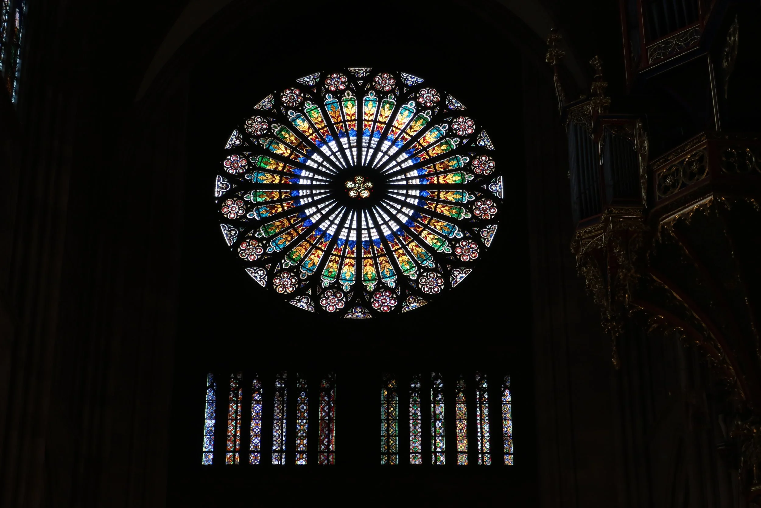  France--Strasbourg 2025--Notre Dame Cathedral, interior, rear rose window 