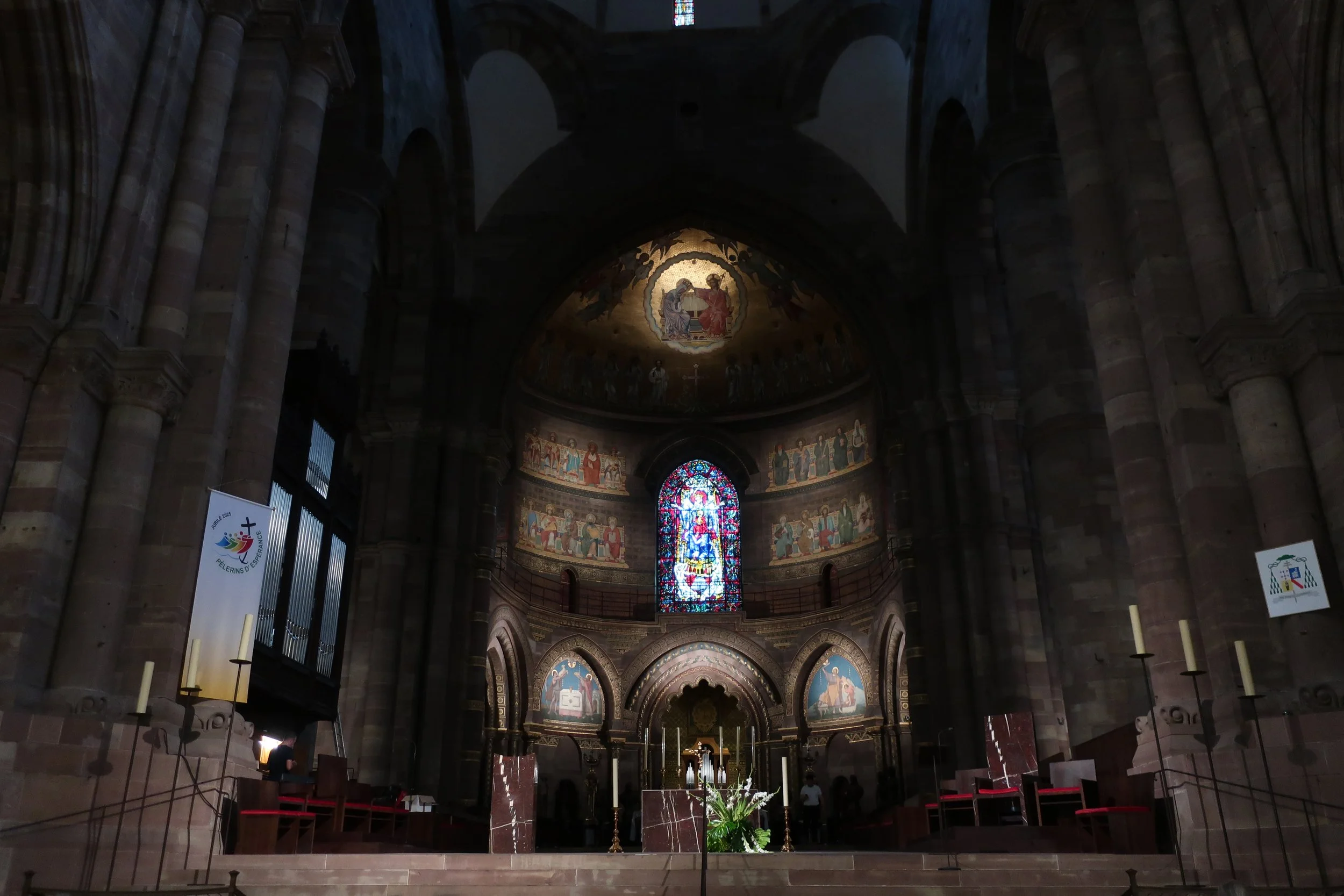  France--Strasbourg 2025--Notre Dame Cathedral, interior,altar and window 