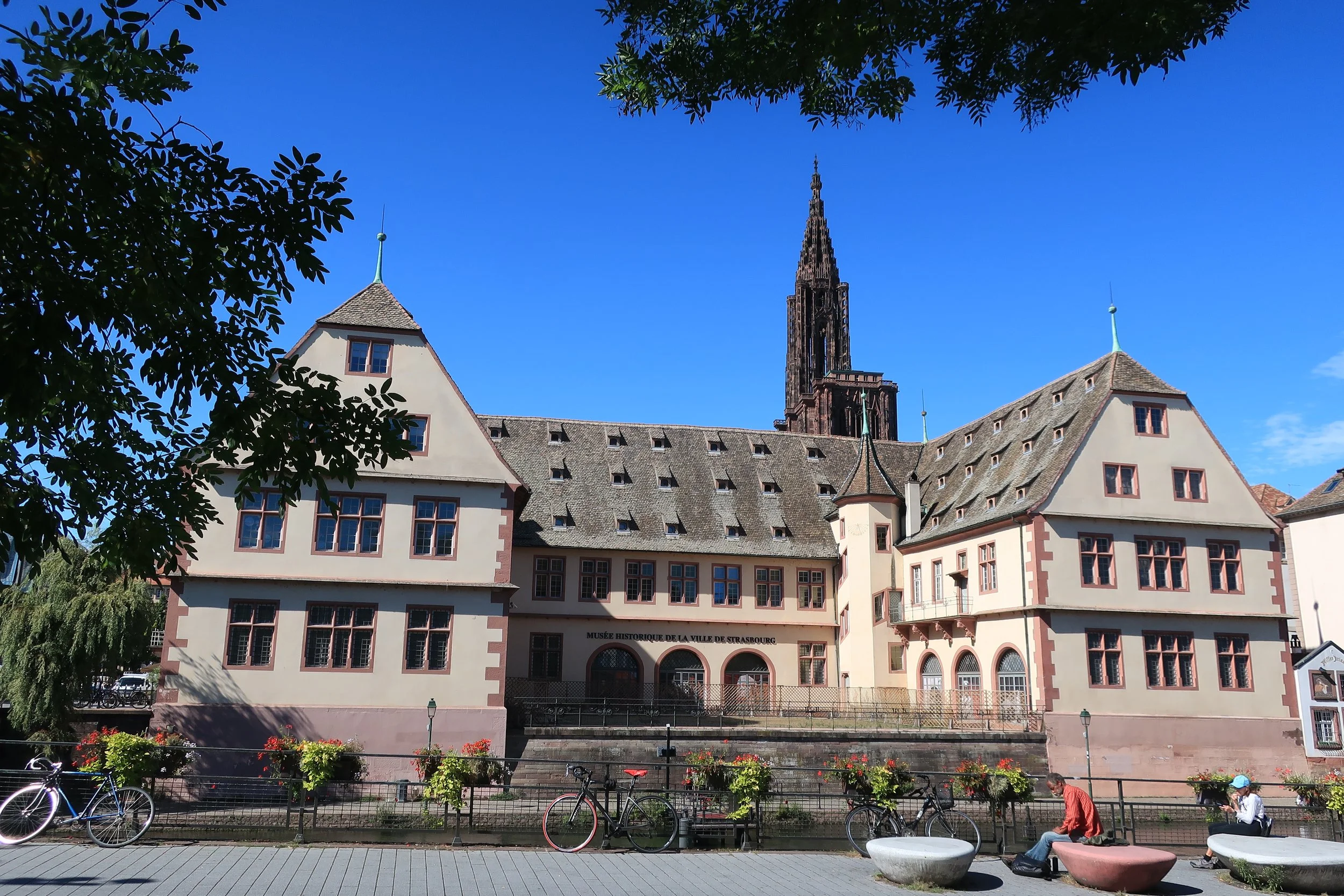  France--Strasbourg 2025--Near The Place Kleber in the old town with Notre Dame Cathedral behind 
