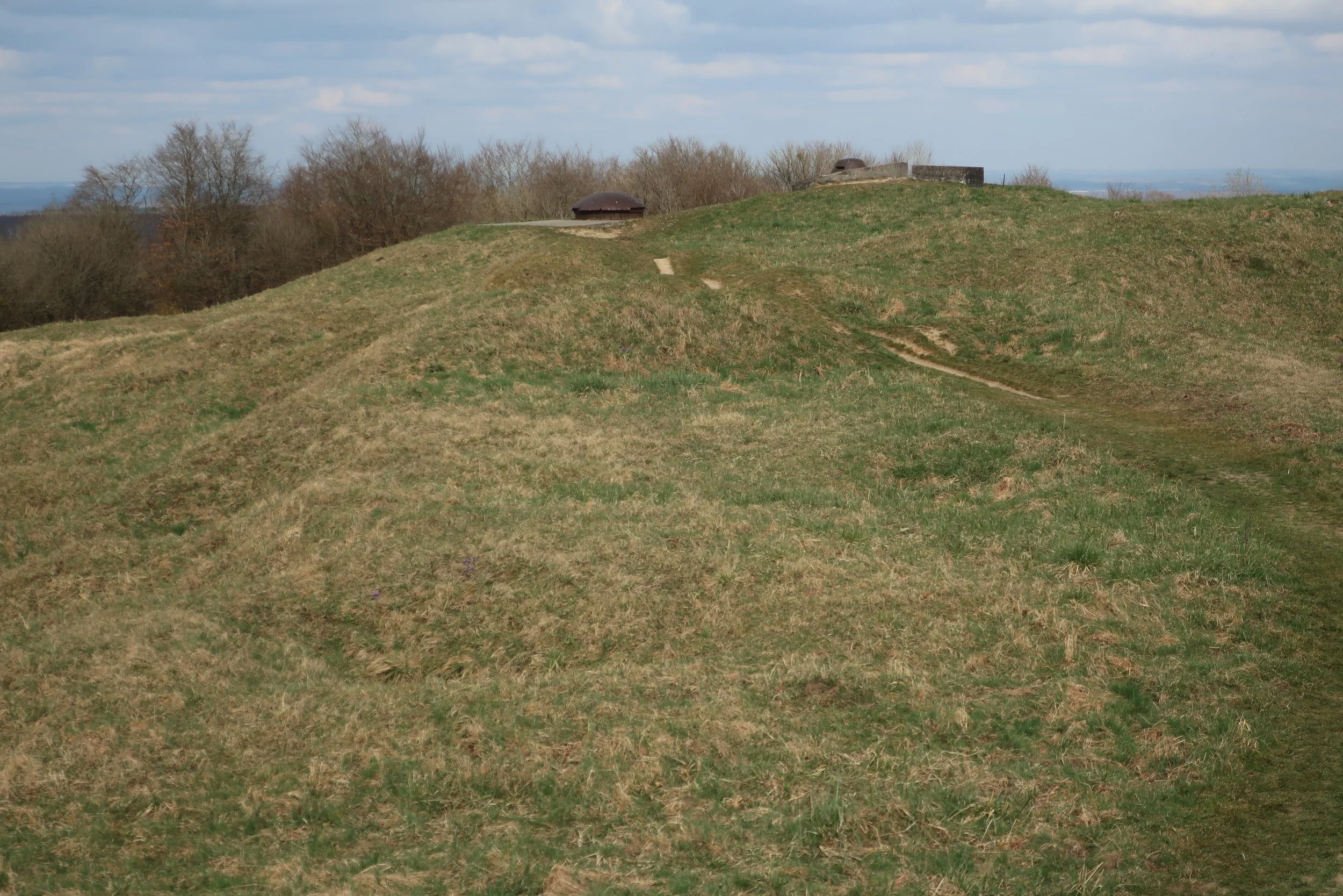  Verdun, France March, 2025--Fort Douaumont up on top--surrounded by a 30 foot dry moat, it had cannon turrets and was heavily bombarded with artillery from which the craters date 