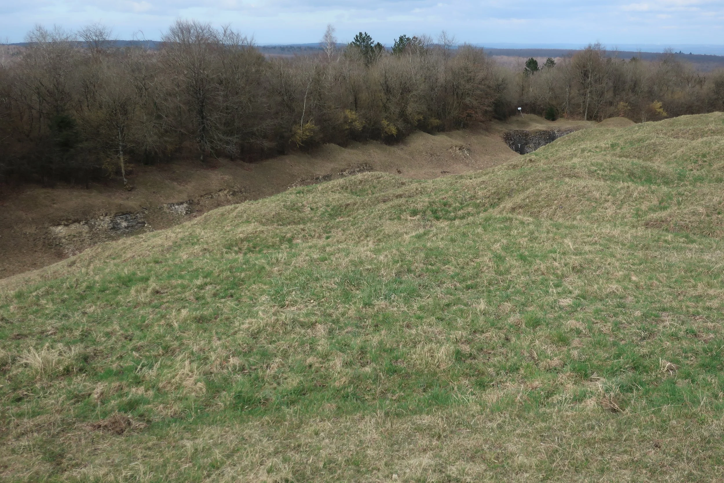  Verdun, France March, 2025--Fort Douaumont up on top--surrounded by a 30 foot dry moat, it had cannon turrets and was heavily bombarded with artillery from which the craters date 