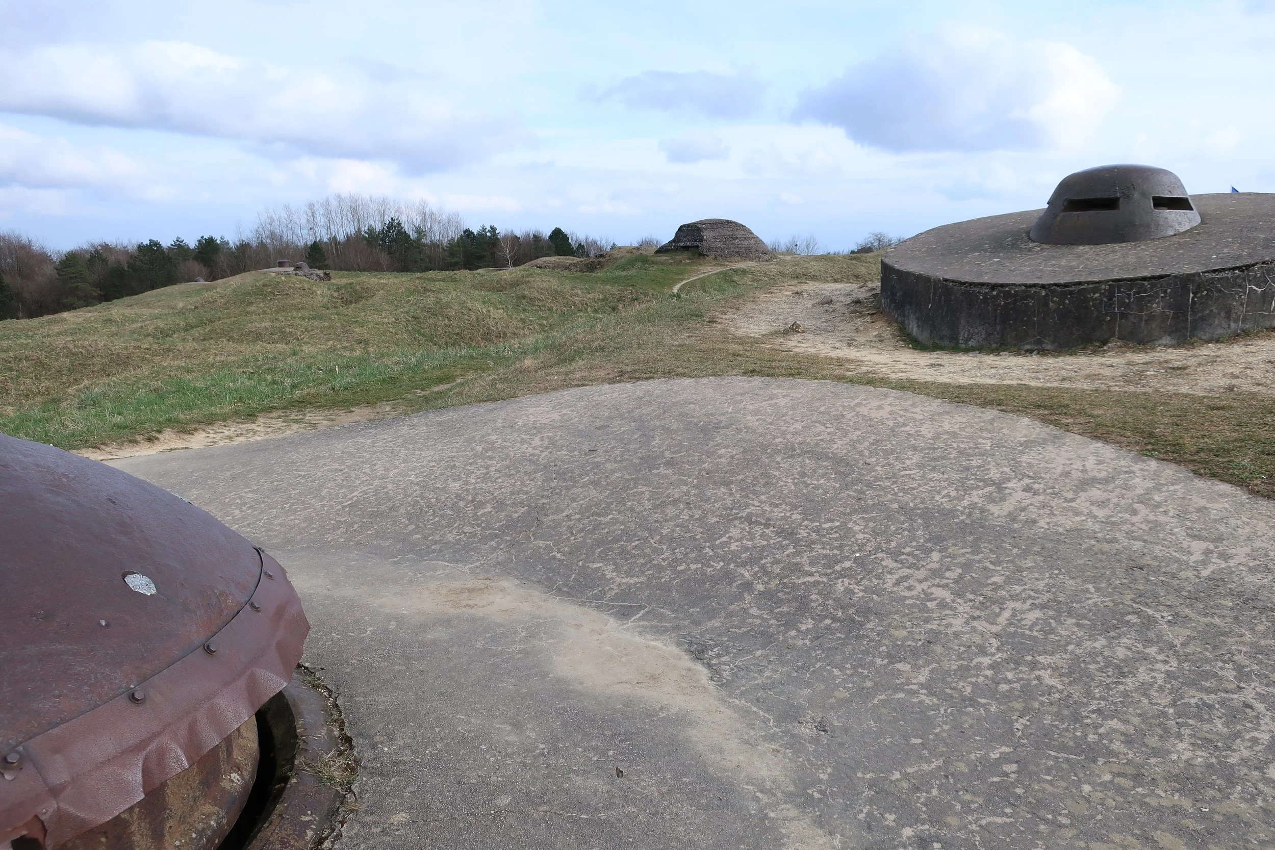  Verdun, France March, 2025--Fort Douaumont up on top--surrounded by a 30 foot dry moat, it had cannon and machine gun turrets and was heavily bombarded with artillery from which the craters date 