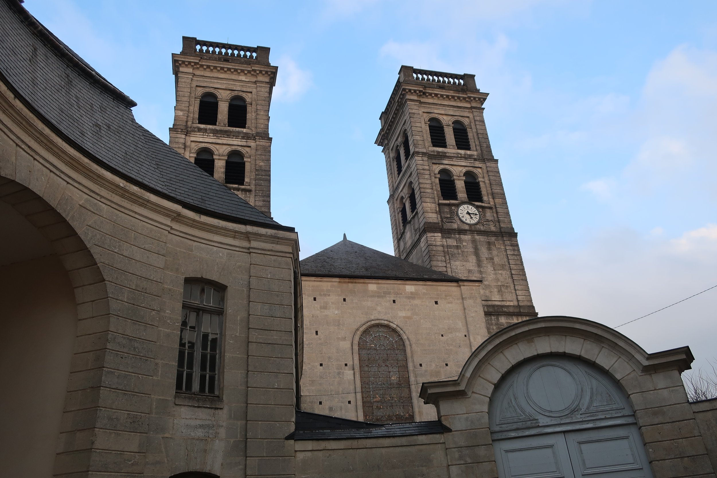  Verdun, France March, 2025--The Notre Dame Cathedral, from the Bishopric building 