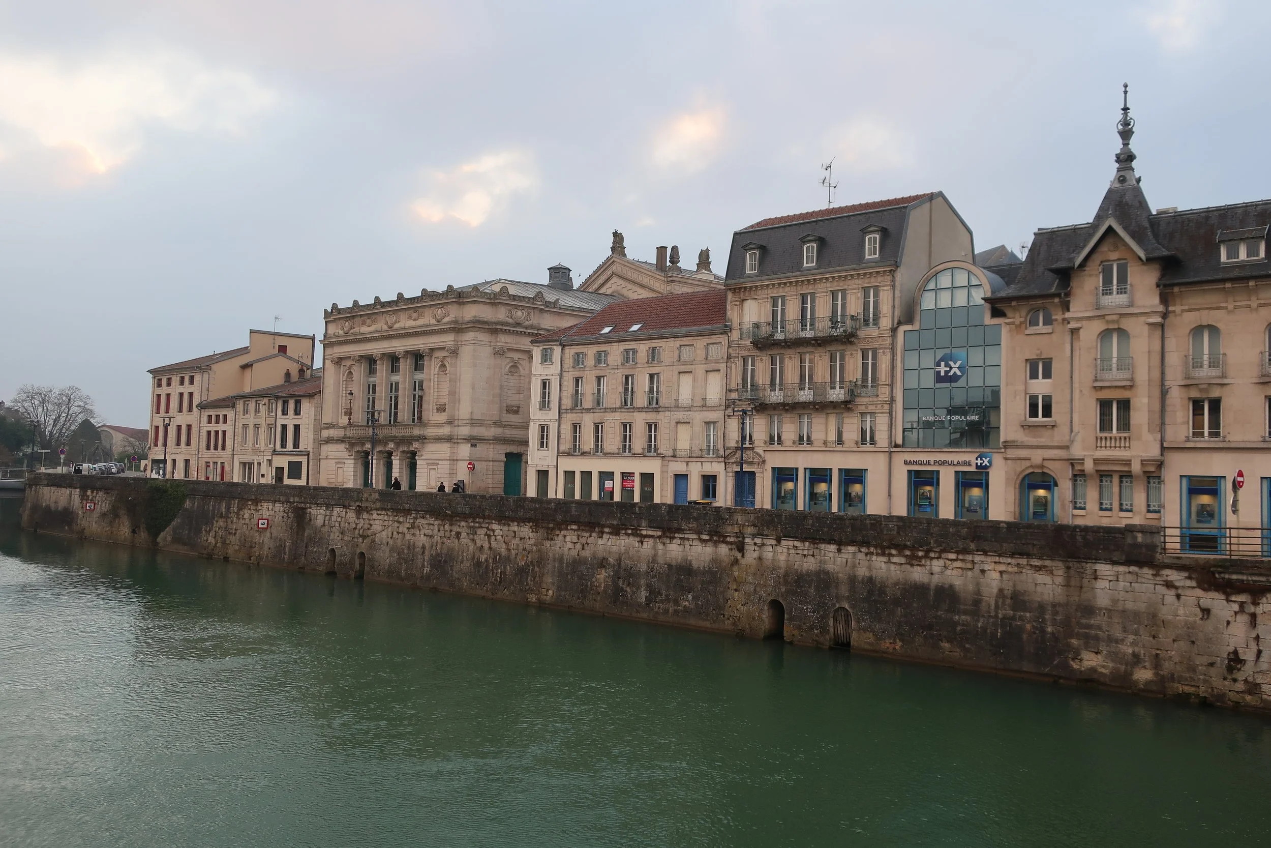  Verdun, France March, 2025--Downtown on the Meuse River towards the Port Chausee gate 