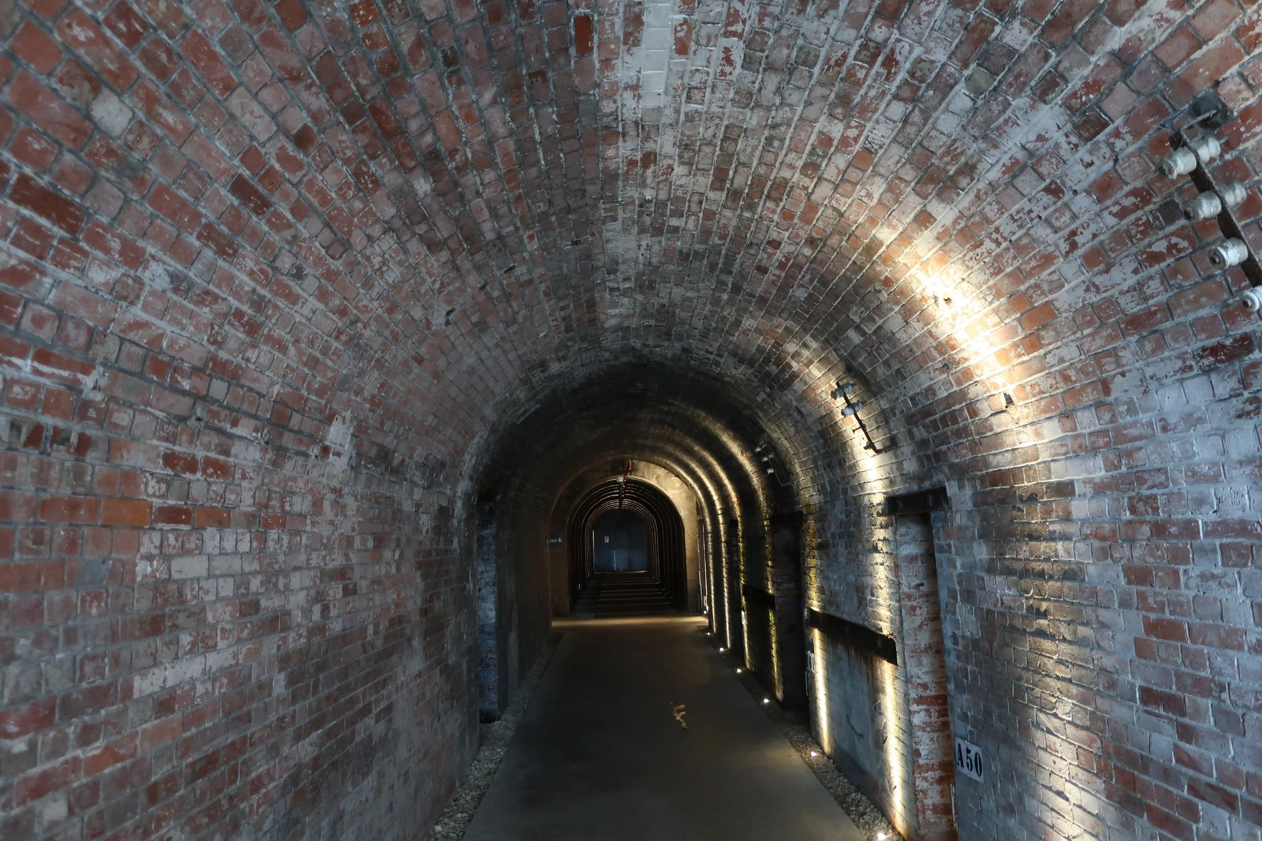  Verdun, France March, 2025--The Underground Citadel (1623), under 60 feet of rock-- view of a typical tunnel inside used also during WWI for logistics and sheltering soldiers 