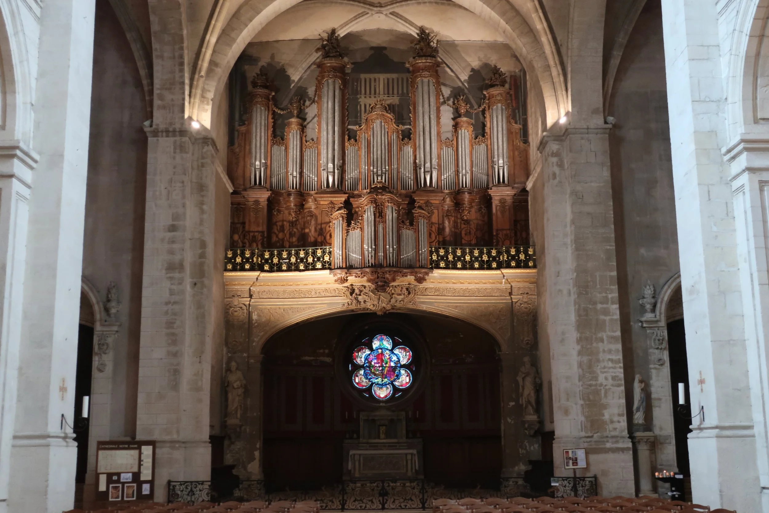  Verdun, France March, 2025--The Notre Dame Cathedral interior, organ 