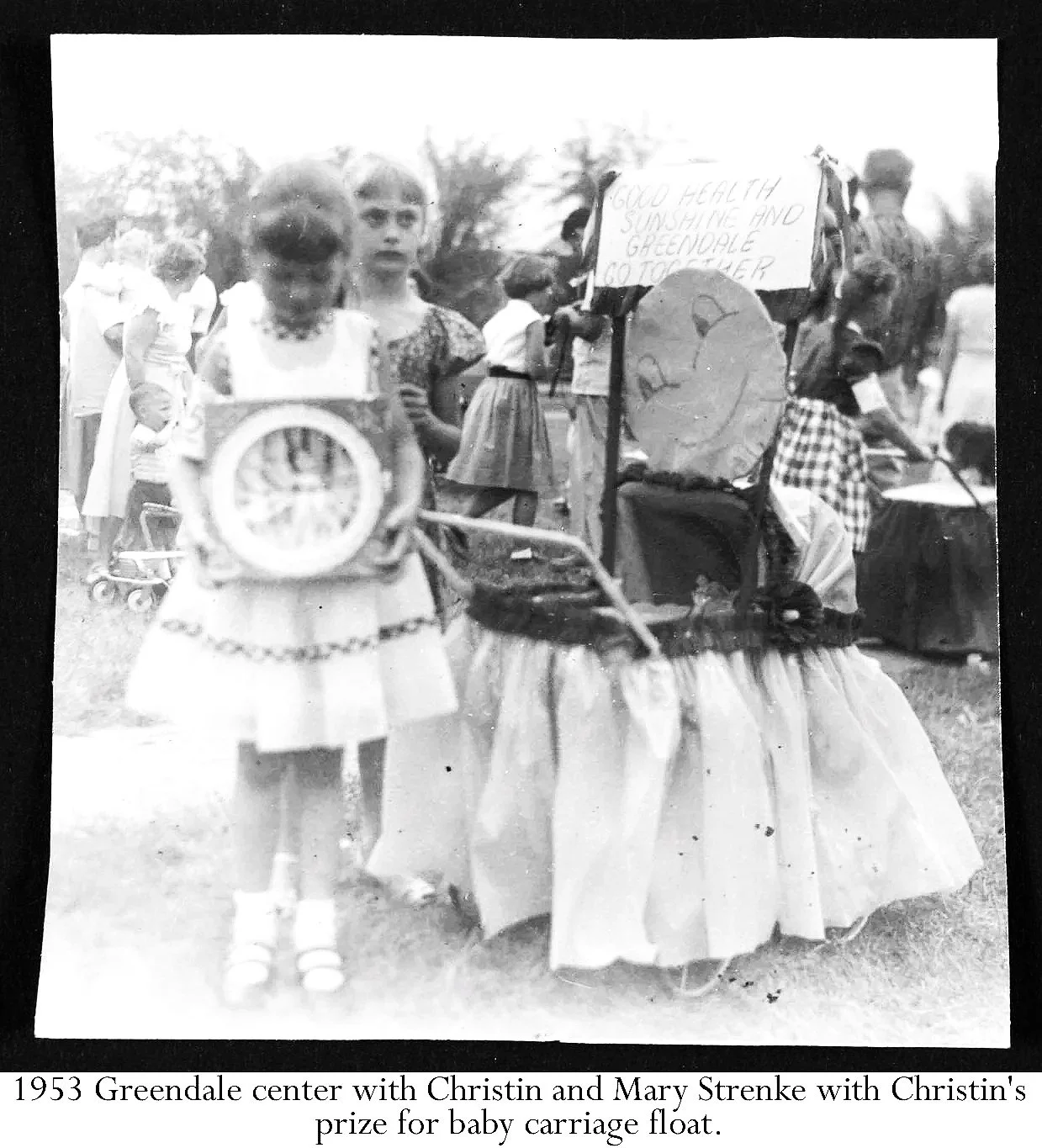   Slide (C with prize):  Later, Christin won a prize with her decorated doll buggy (our neighbor Mary was admiring). 