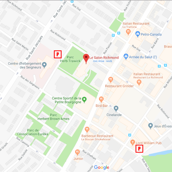 The first pay parking is on Lionel-Groulx ave. Between Richmond street and Des Seigneur street. The second one is at the crossroad of Basin street and Des Seigneur street.