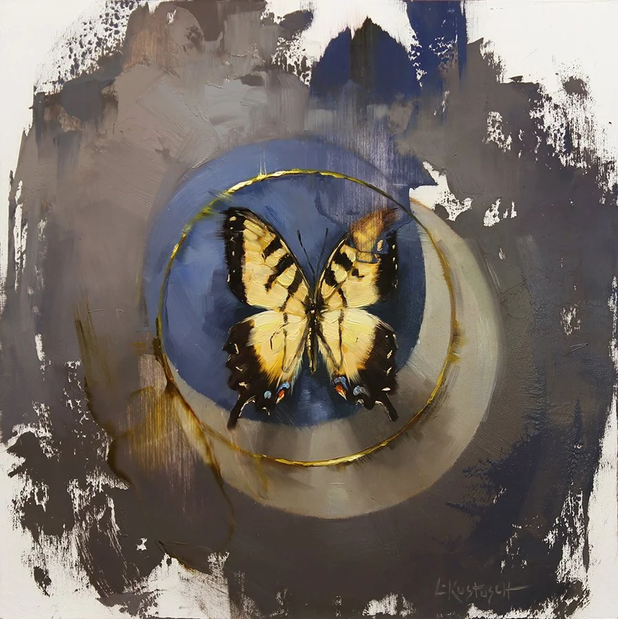 Lindsey Kustusch_"The Tiger Swallowtail on Shades of Slate"_12"x12"_oil on 1.5" cradled panel_100dpi.jpg