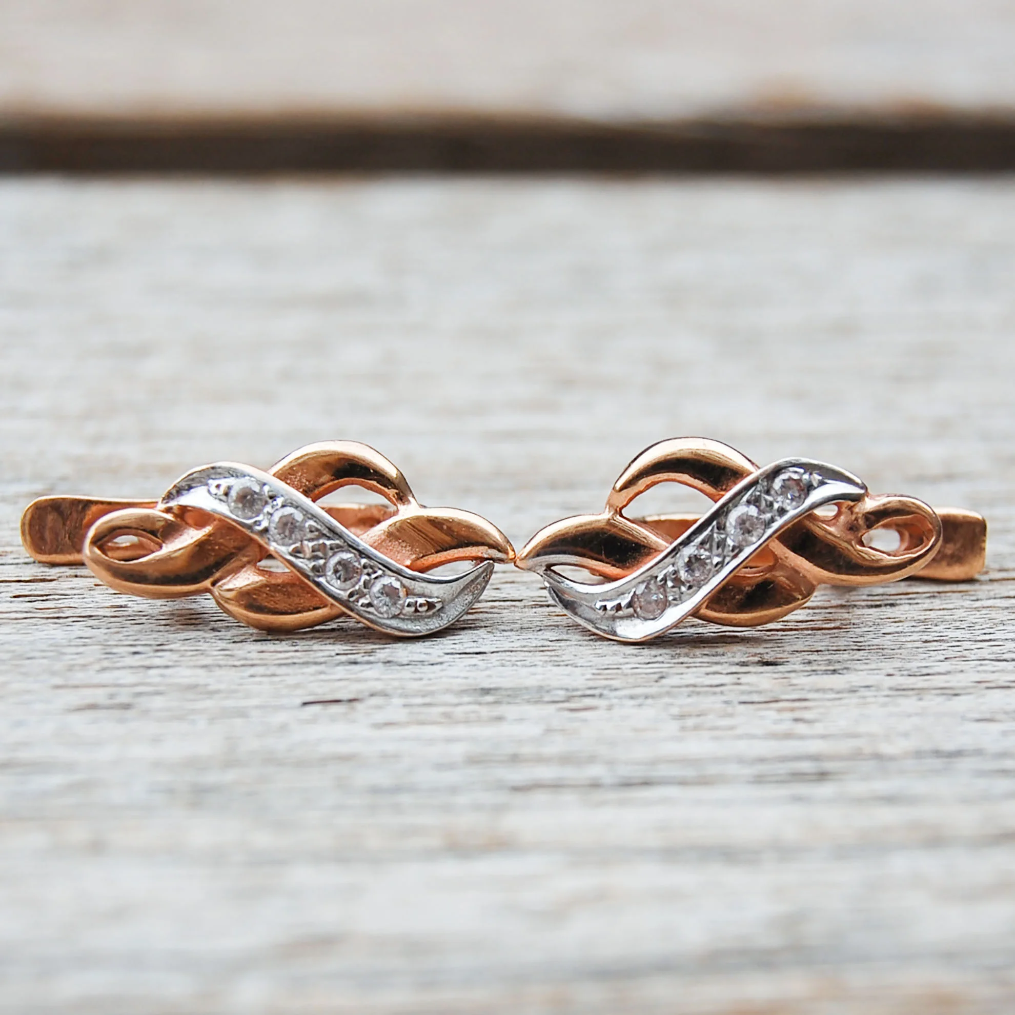 Vintage Jewelry, Vintage Earrings, Restored Gold and Silver Earrings, Vintage Diamonds.