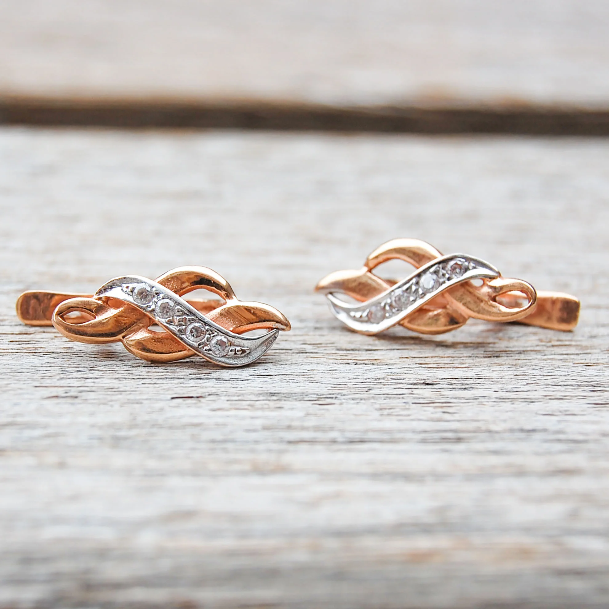 Vintage Jewelry, Vintage Earrings, Restored Gold and Silver Earrings, Vintage Diamonds.