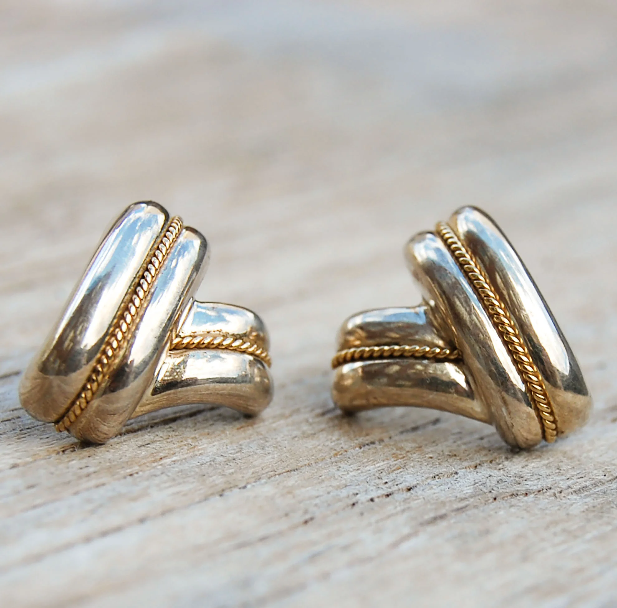 Vintage Jewelry, Vintage Earrings, Restored Gold and Silver Earrings, Vintage Diamonds.