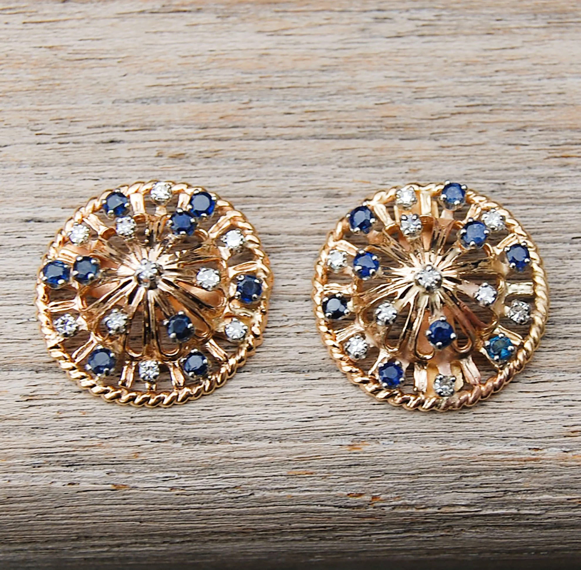 Vintage Jewelry, Vintage Earrings, Restored Gold and Silver Earrings, Vintage Diamonds.