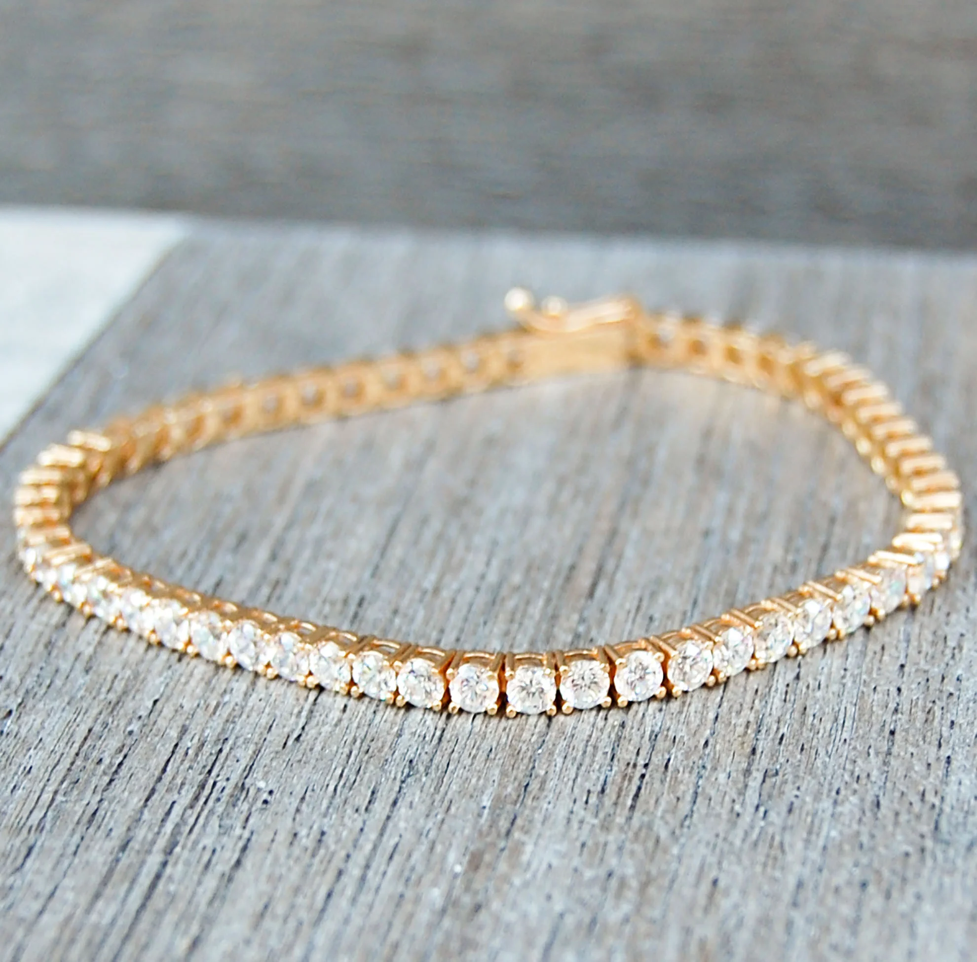 Vintage Thin Gold Tennis Bracelet with 
