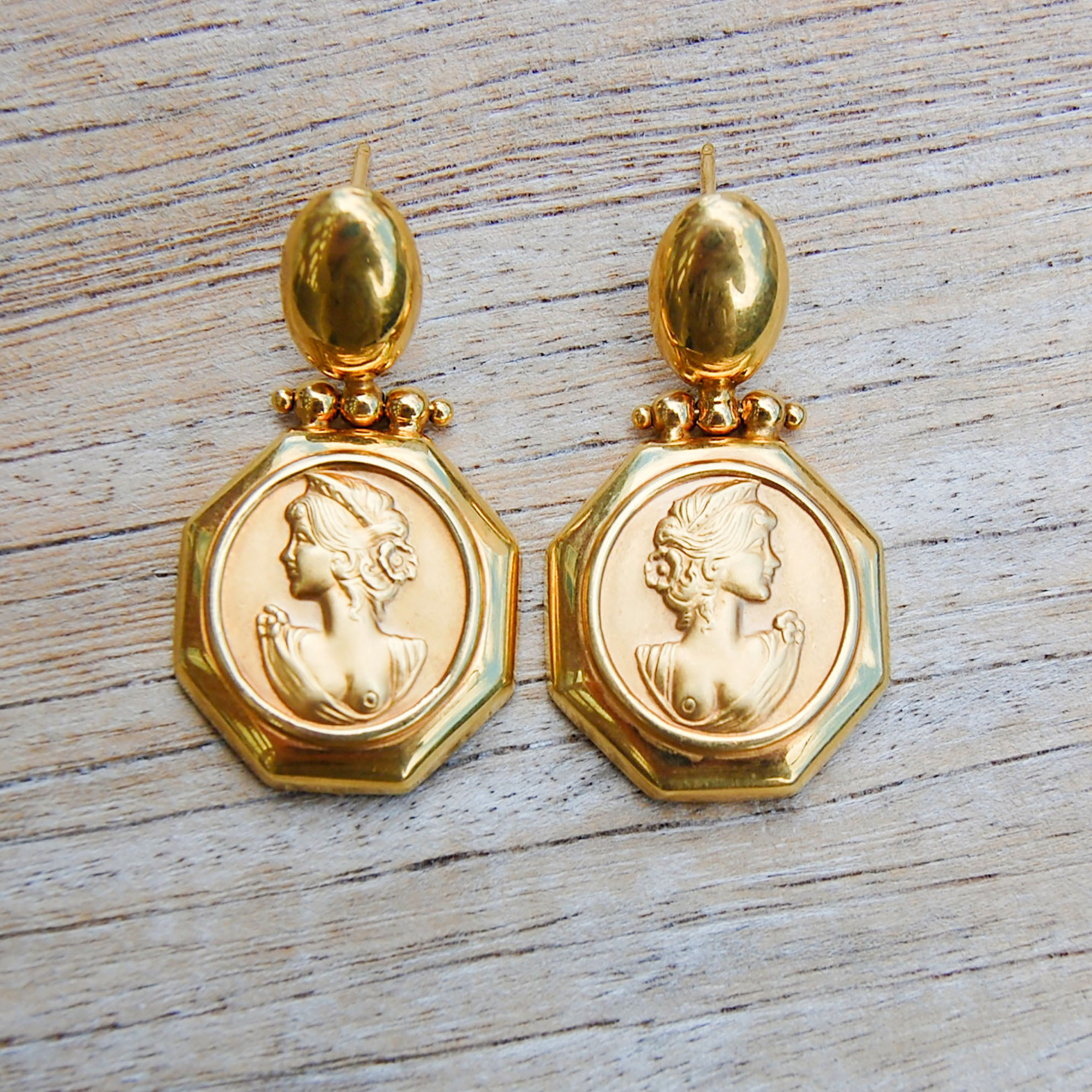 Vintage Jewelry, Vintage Earrings, Restored Gold and Silver Earrings, Vintage Diamonds.