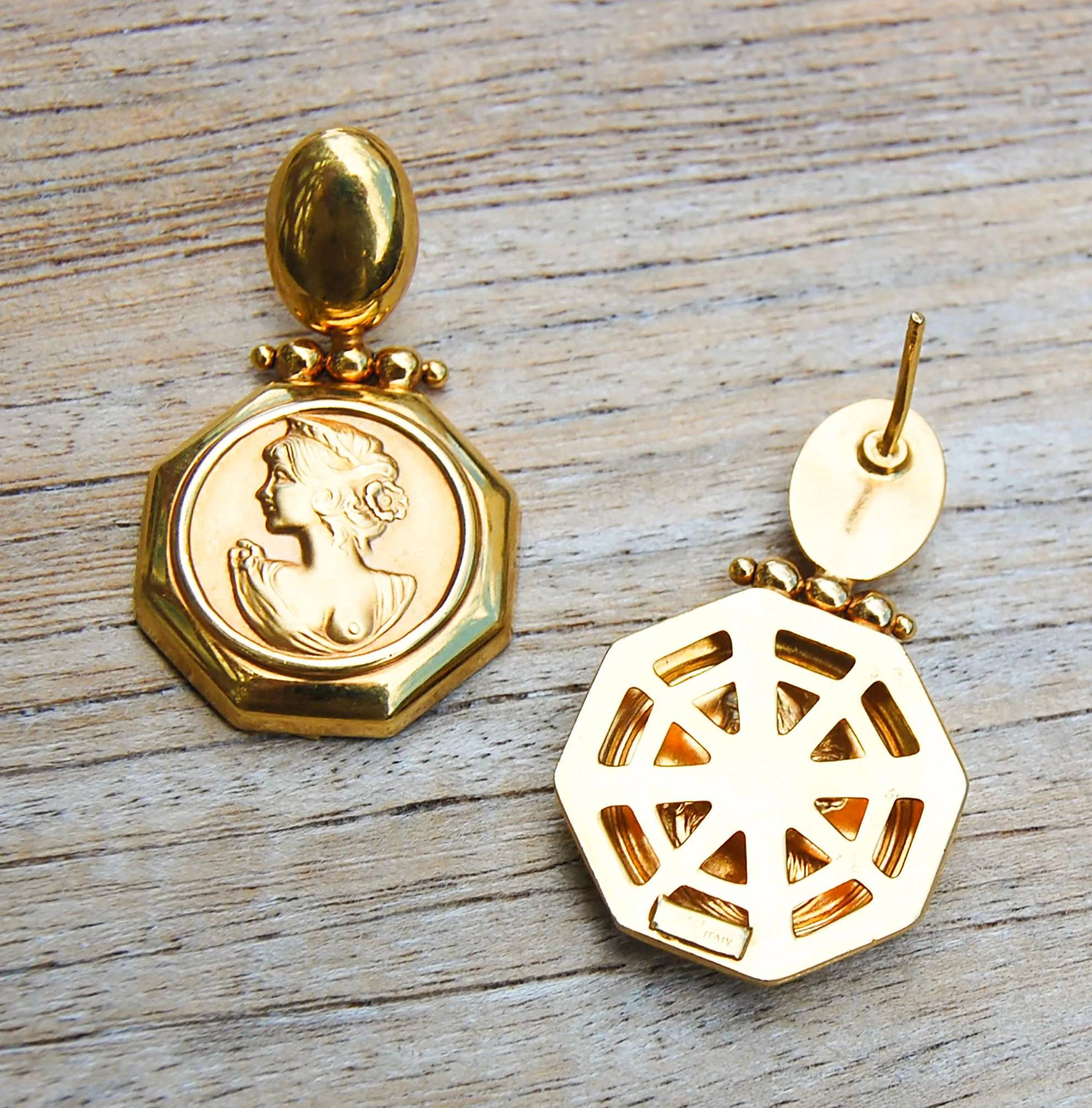 Vintage Jewelry, Vintage Earrings, Restored Gold and Silver Earrings, Vintage Diamonds.