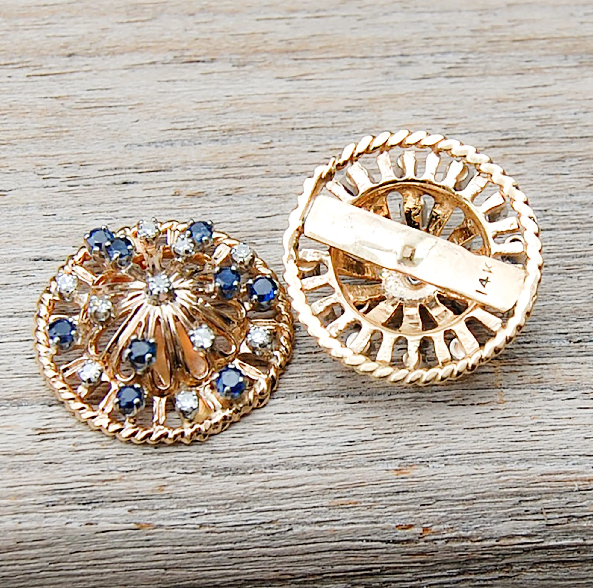 Vintage Jewelry, Vintage Earrings, Restored Gold and Silver Earrings, Vintage Diamonds.