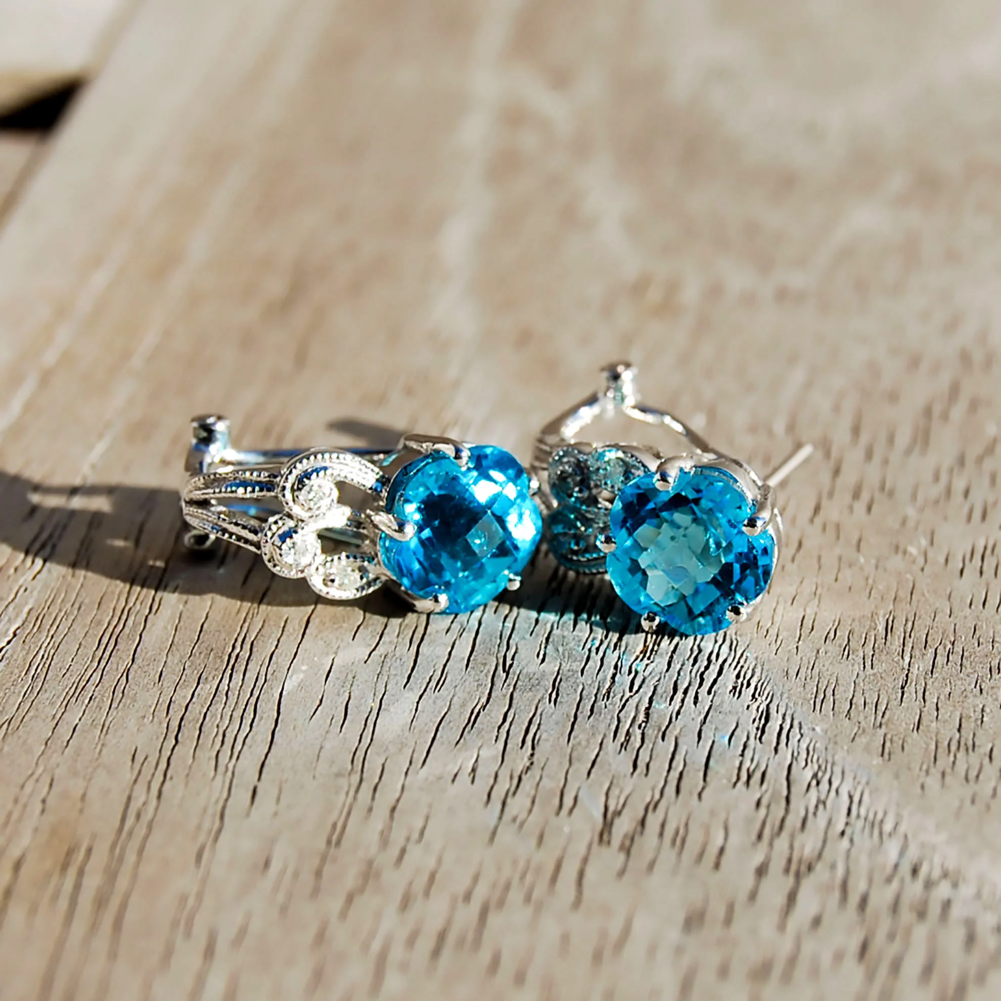 Vintage Jewelry, Vintage Earrings, Restored Gold and Silver Earrings, Vintage Diamonds.