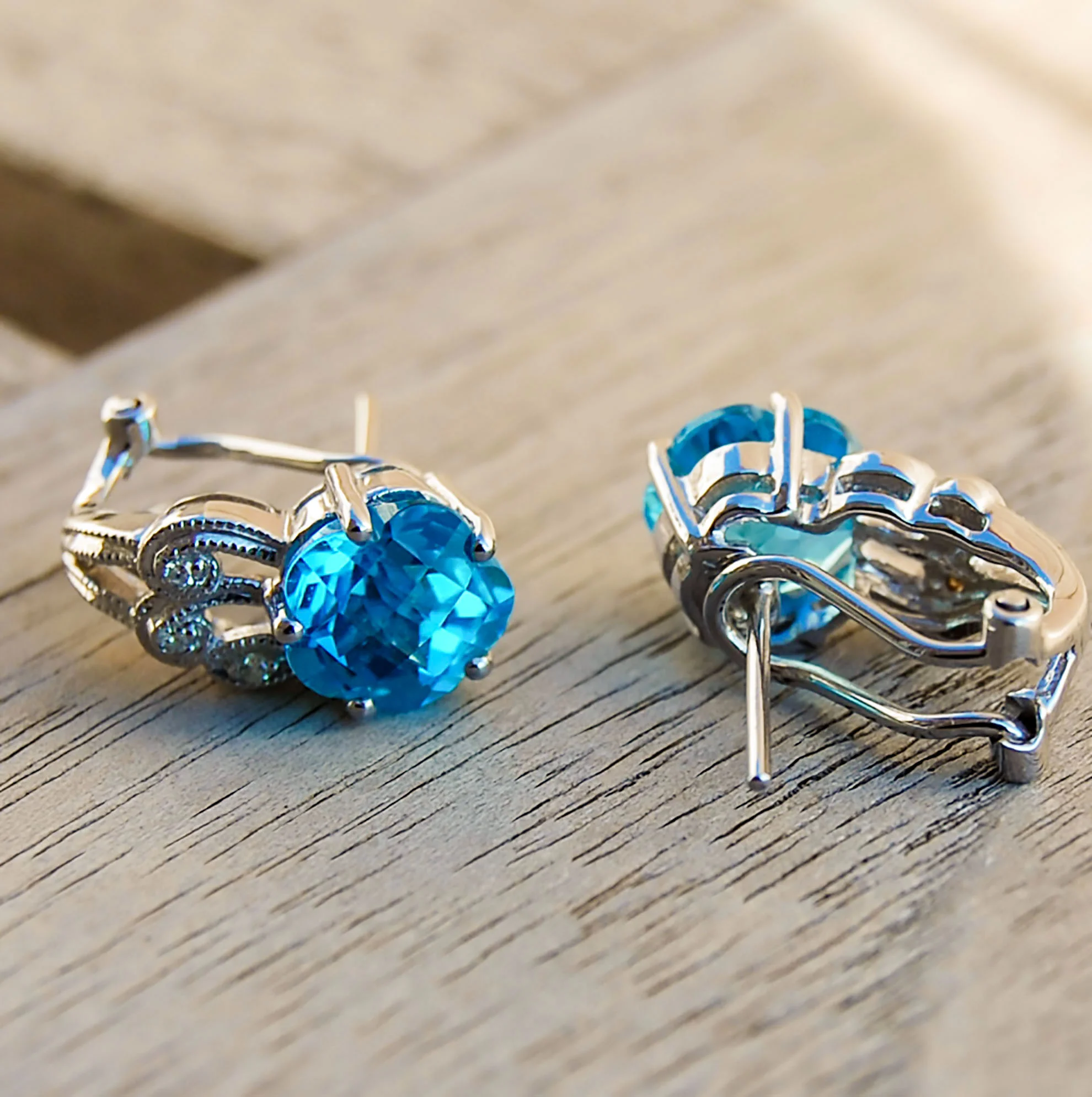 Vintage Jewelry, Vintage Earrings, Restored Gold and Silver Earrings, Vintage Diamonds.