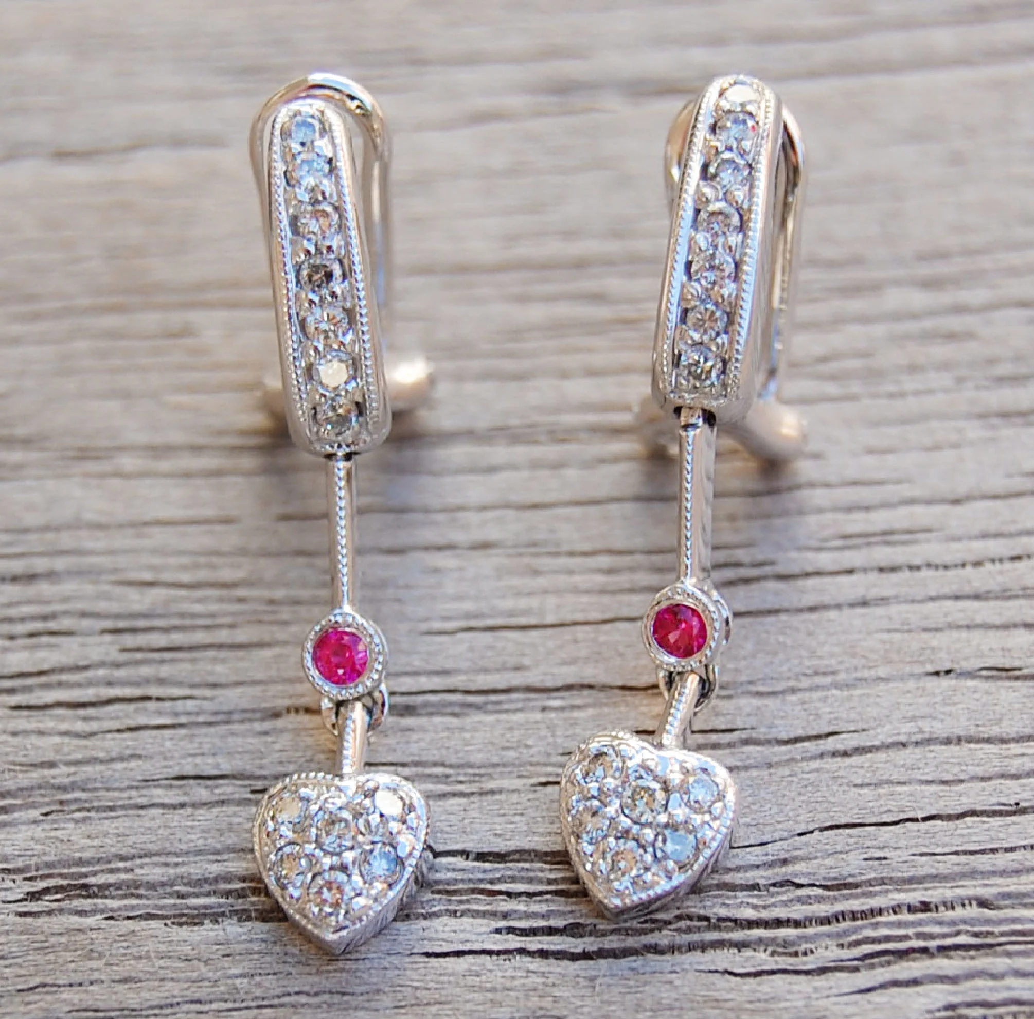 Vintage Jewelry, Vintage Earrings, Restored Gold and Silver Earrings, Vintage Diamonds.