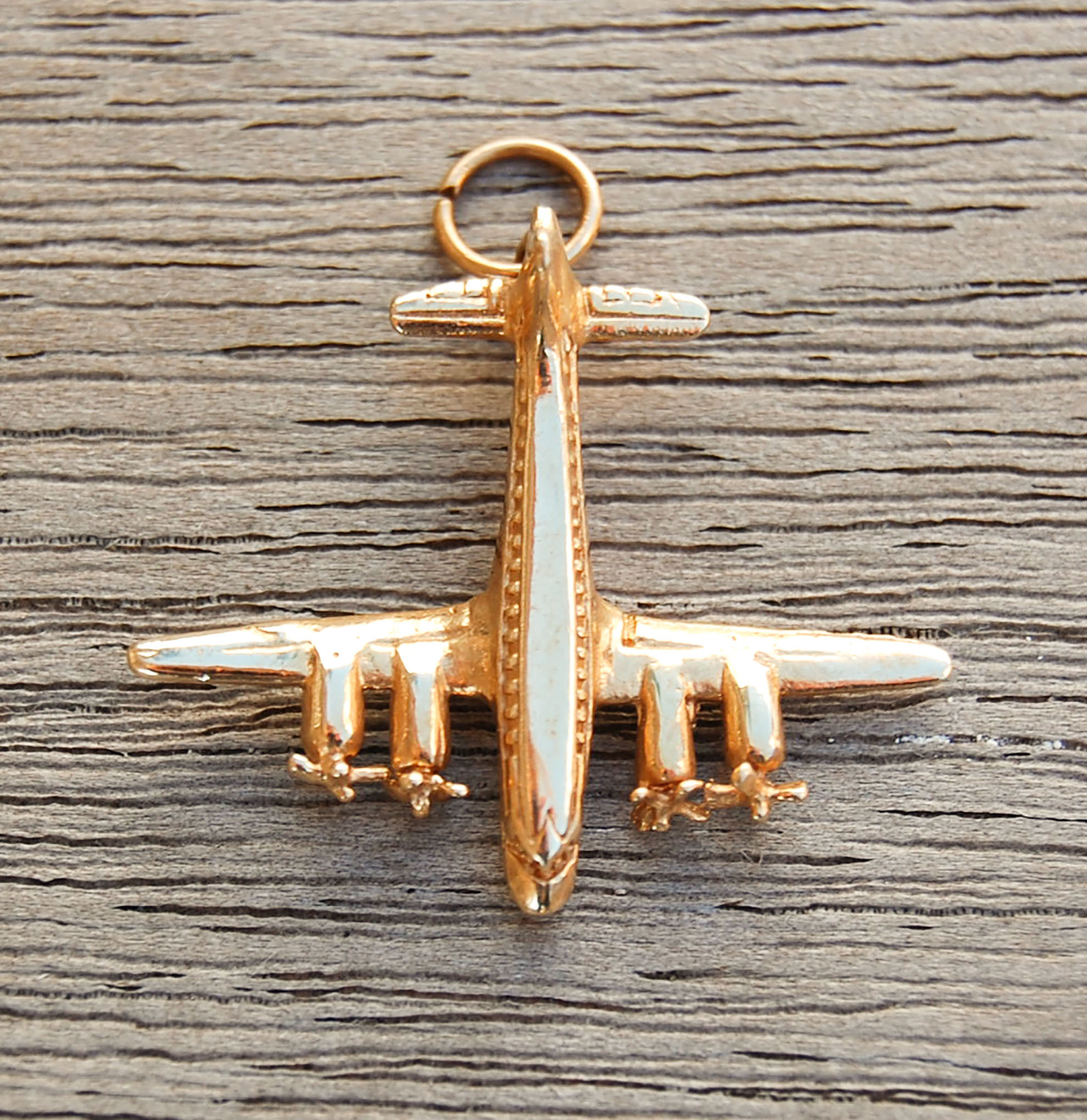 14K Gold Airplane Pendant Necklace
