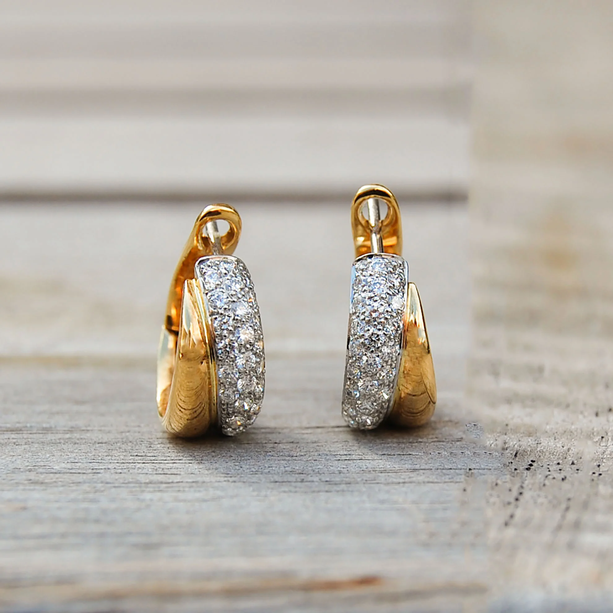 Vintage Jewelry, Vintage Earrings, Restored Gold and Silver Earrings, Vintage Diamonds.