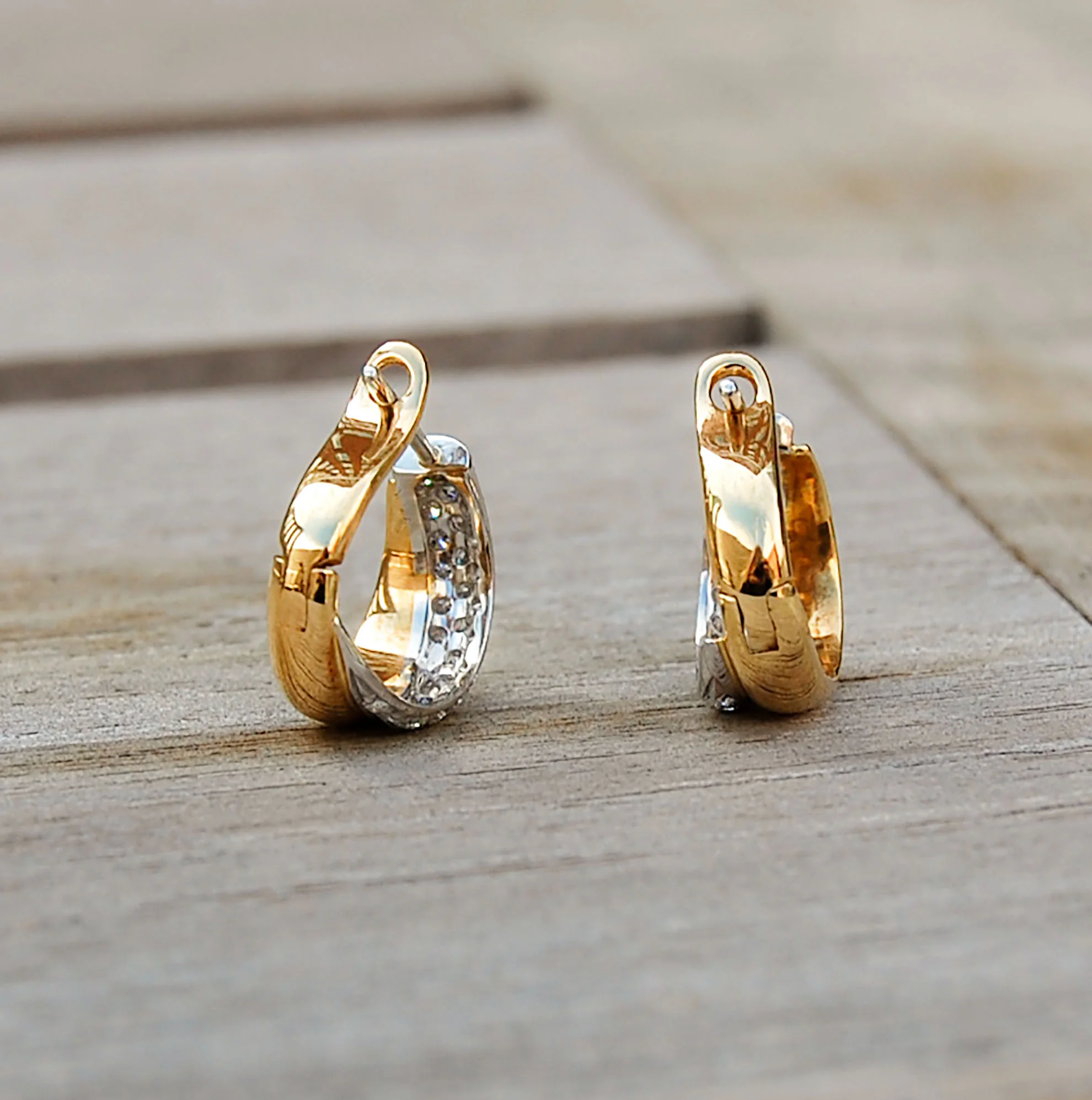 Vintage Jewelry, Vintage Earrings, Restored Gold and Silver Earrings, Vintage Diamonds.
