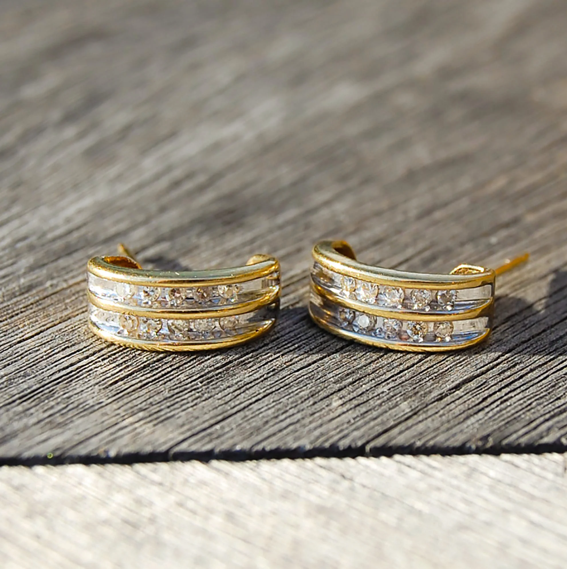 Vintage Jewelry, Vintage Earrings, Restored Gold and Silver Earrings, Vintage Diamonds.