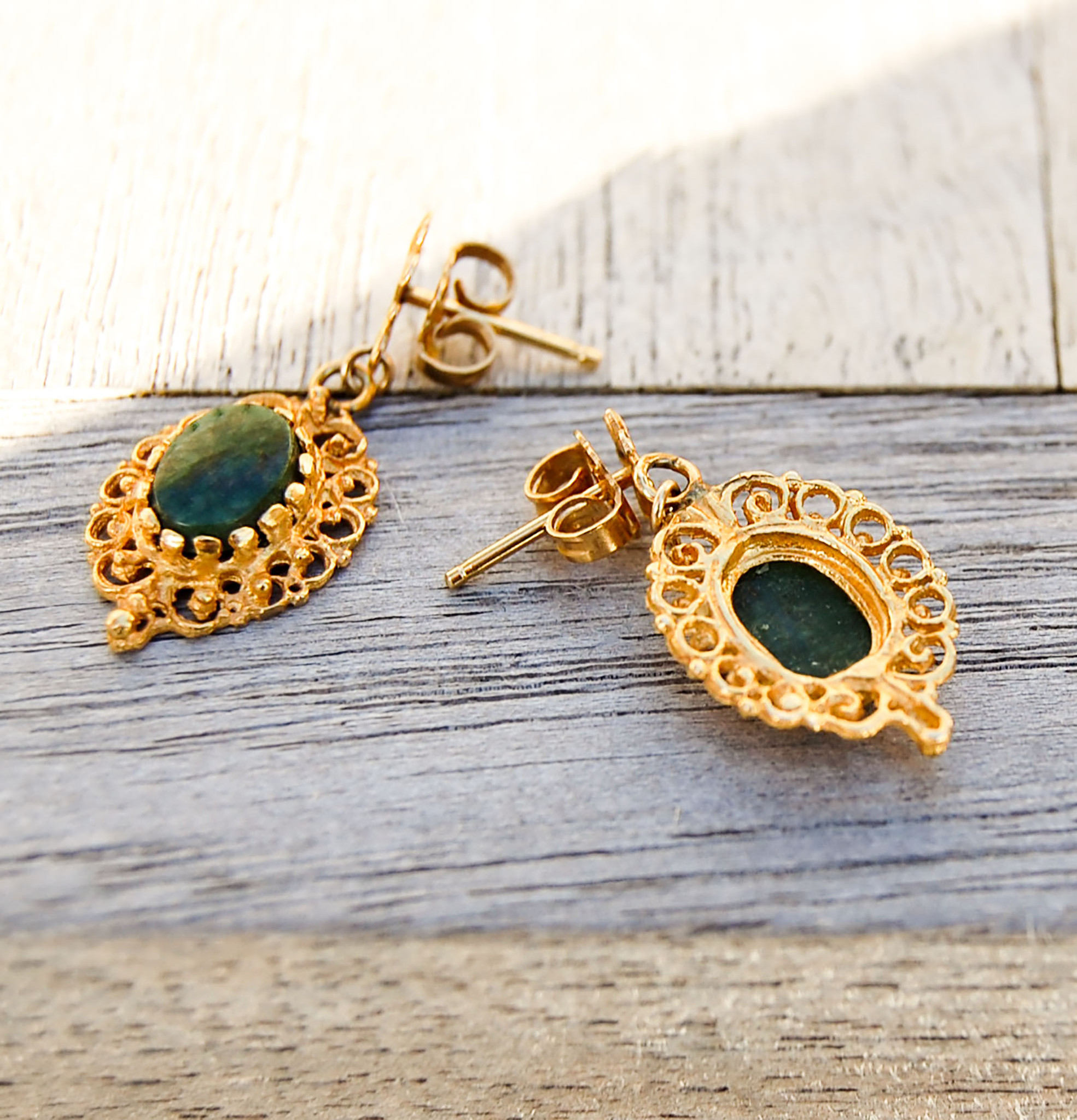 Vintage Jewelry, Vintage Earrings, Restored Gold and Silver Earrings, Vintage Diamonds.