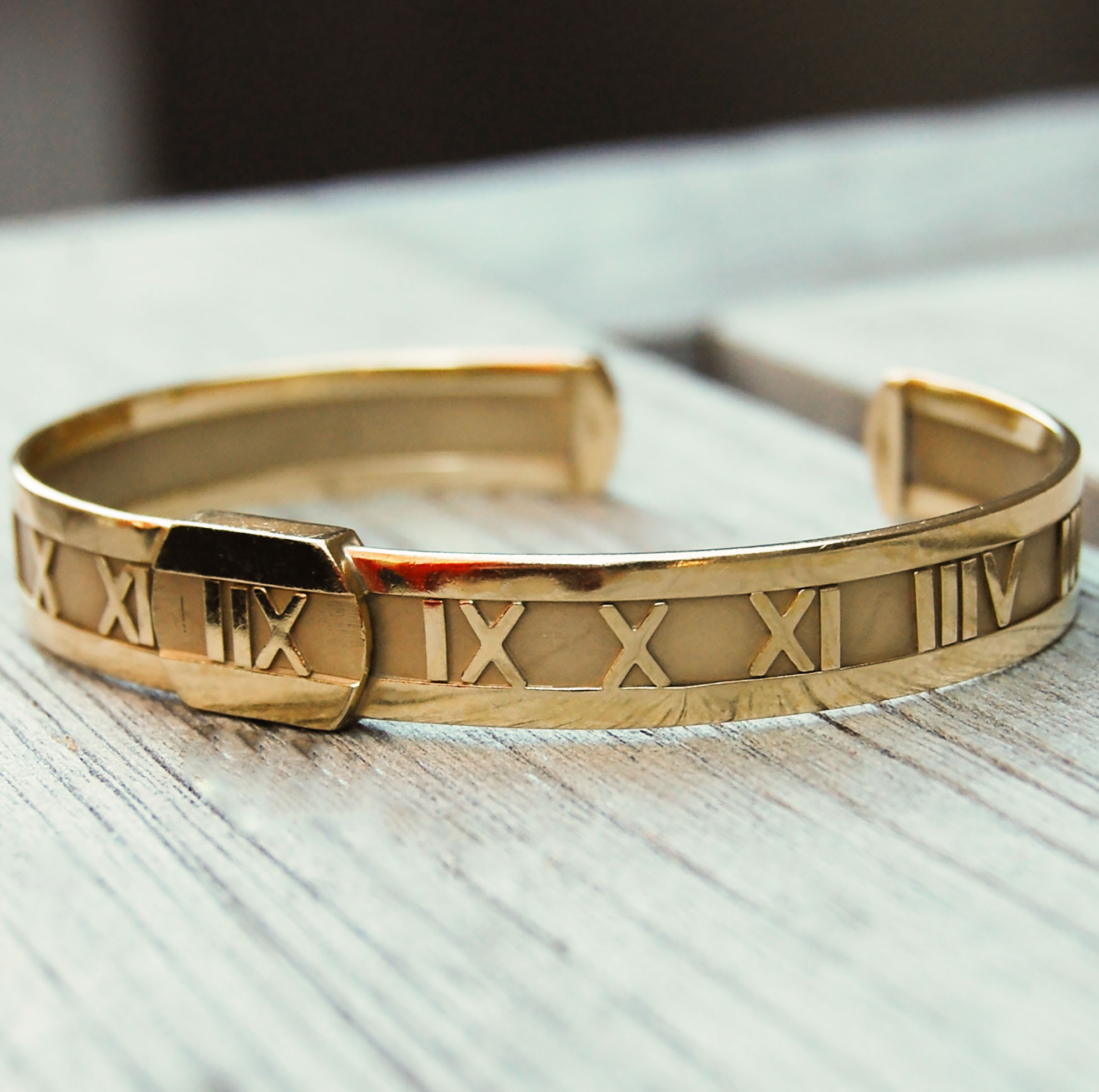 Vintage Gold Tiffany-Inspired Roman Numeral Cuff with Matching Ring —  Lifestyle with Lynn